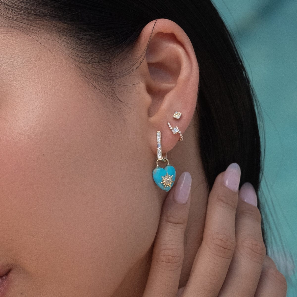 Diamond Baguette Huggie Hoop Earrings for Women - Elegant Cradle Design for Everyday Wear & Special Occasions