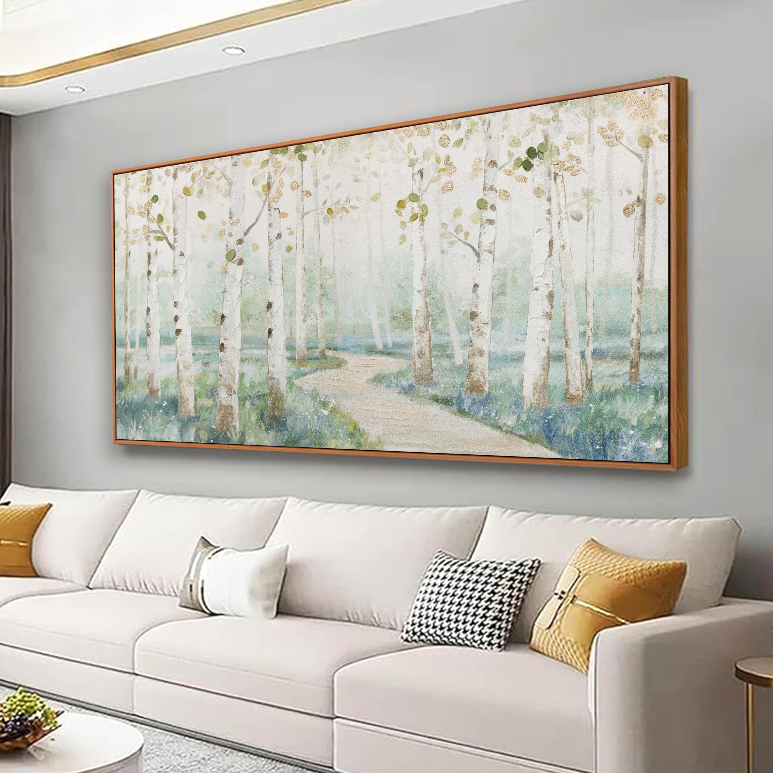 Modern Framed Canvas Wall Art - Natural Landscape Colorful Forest Path Print (29x58 Inch) for Living Room, Bedroom, Kitchen & Office Decor | Perfect for Home, Office & Gift Giving