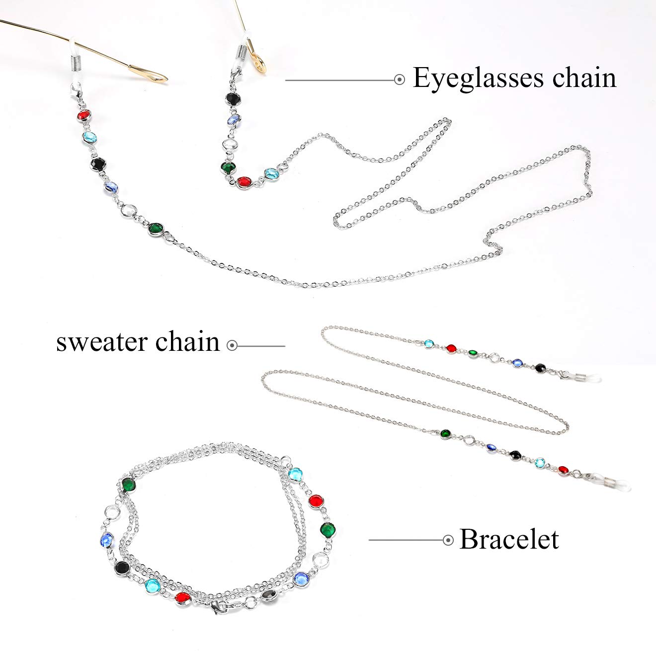 FEISEDY Women's Eyeglass Lanyard - Fashion Reading Glasses Retainer for Work & Travel