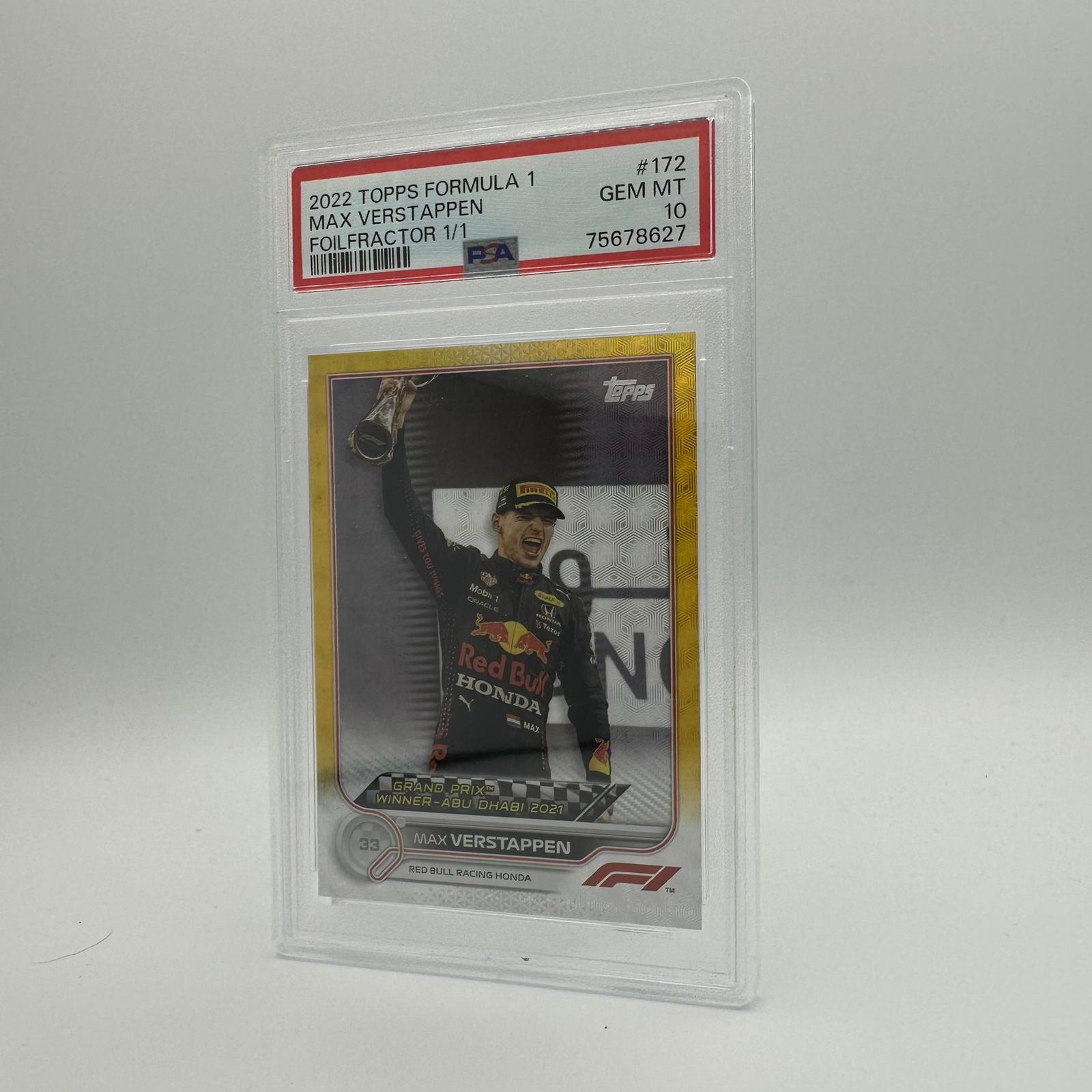 PSA 10 1/1 Max Verstappen #172 Foilfractor Trading Card - Rare Collectible for F1 Fans & Sports Memorabilia Enthusiasts - Perfect for Display, Investment & Racing Memorabilia Collections