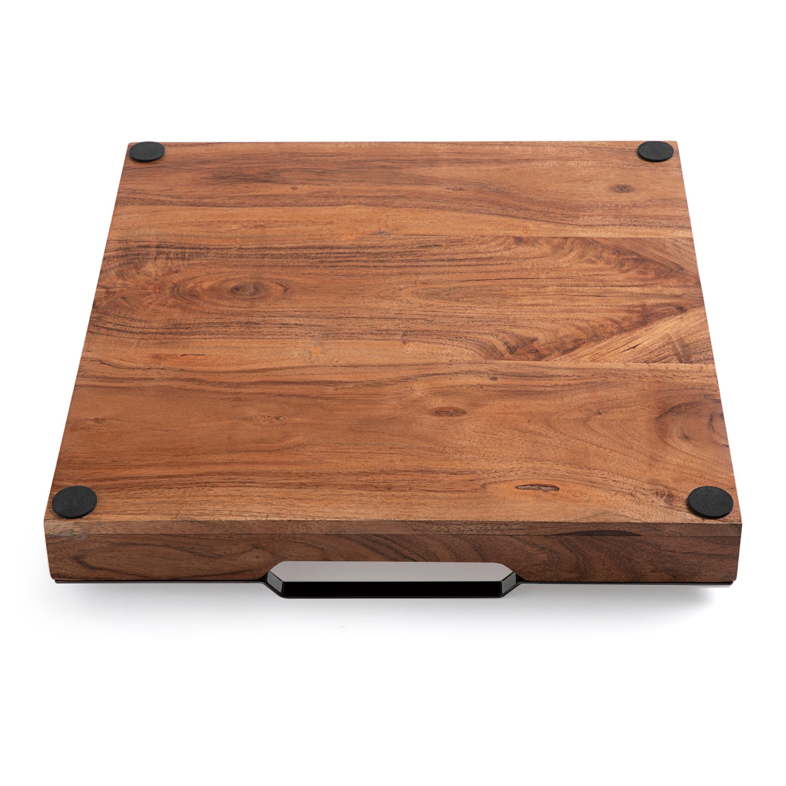 BIRDROCK HOME Acacia Wood Serving Tray with Handles - Farmhouse Style Square Wooden Tray for Breakfast, Tea, Cheese & Coffee - Natural Kitchen & Bar Decor - Perfect for Dining, Entertaining & Home Decor