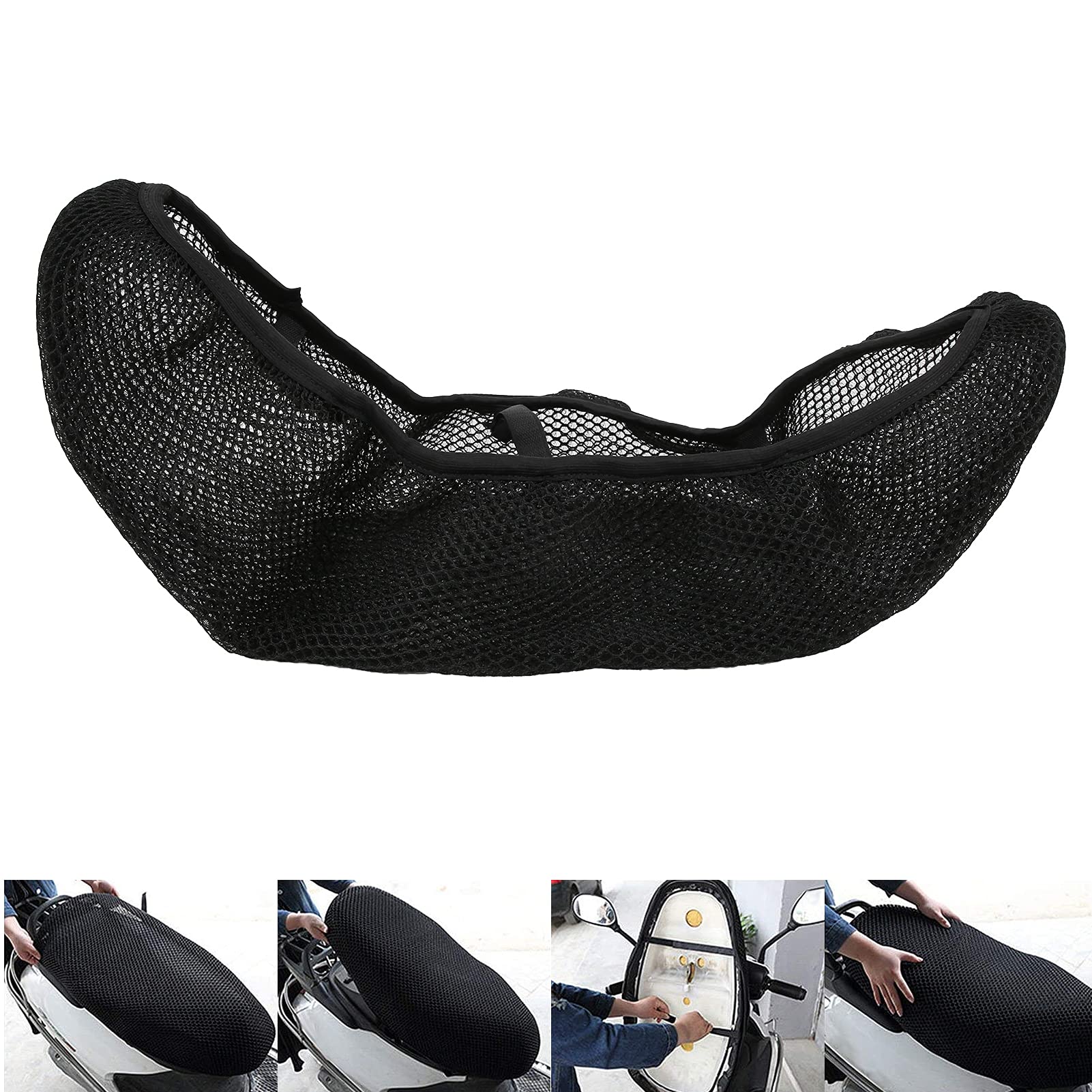 3D Black Nylon Mesh Motorcycle Seat Covers - Breathable Seat Cushion Pad for Comfort Riding | Perfect for Harley, Honda, Yamaha & More | Motorcycle Accessories for Long Distance & Daily Commute
