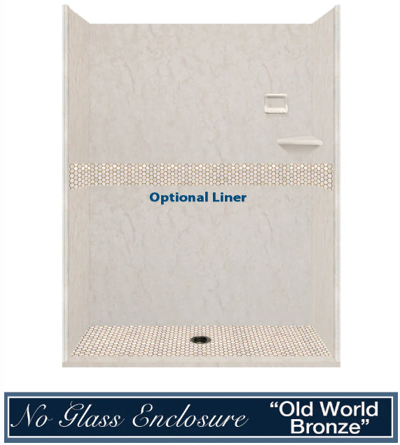 Premium Rafe Marble Alcove Shower Kit with 3 Accent Options (Liner Optional) - Luxury Bathroom Upgrade for Modern Homes & Spa-Like Experience