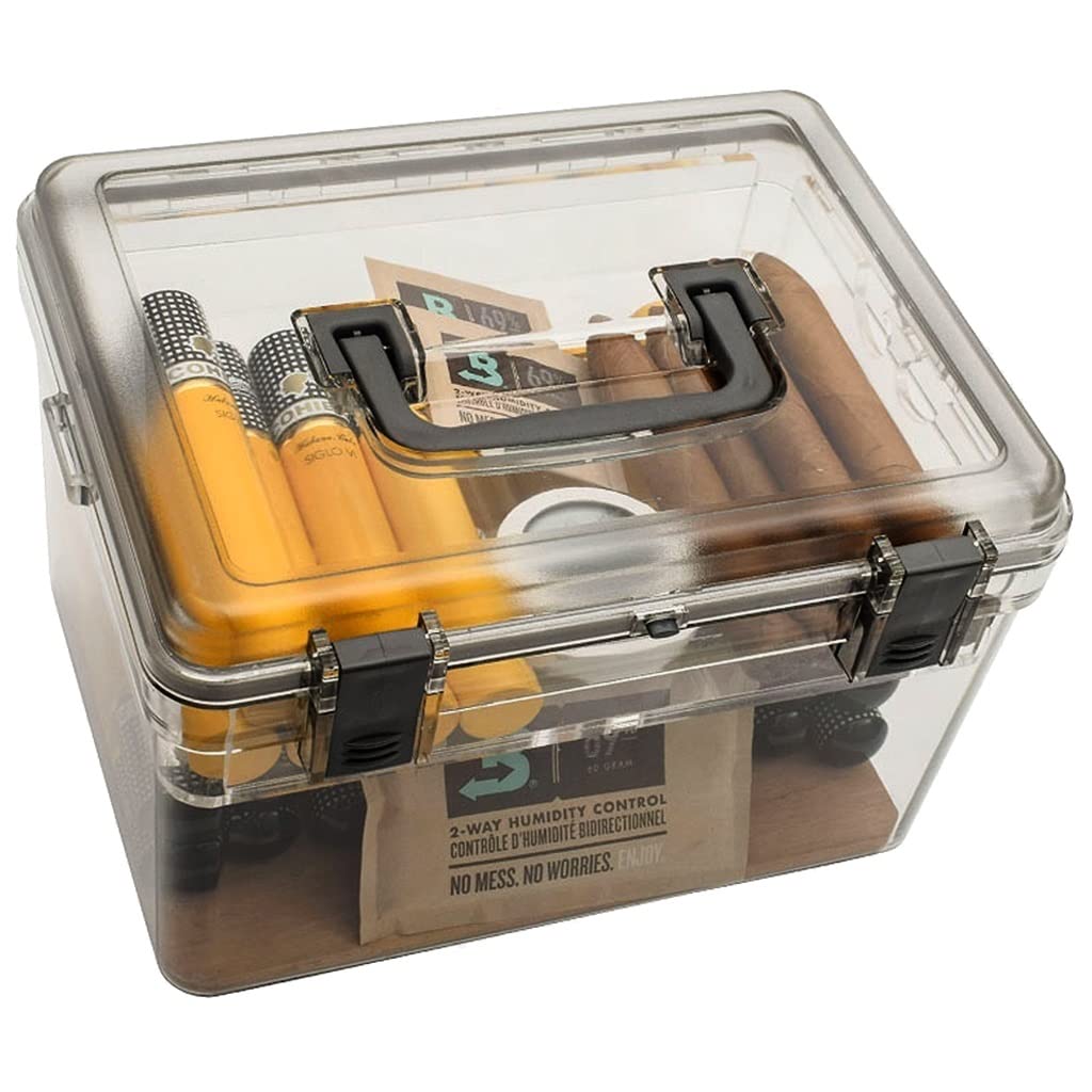 Premium QHYTL Humidor for Cigars – Airtight Seal with Built-in High-Precision Hygrometer – Holds 60-80 Cigars – Perfect for Travel, Home, Office & Gifts for Cigar Enthusiasts