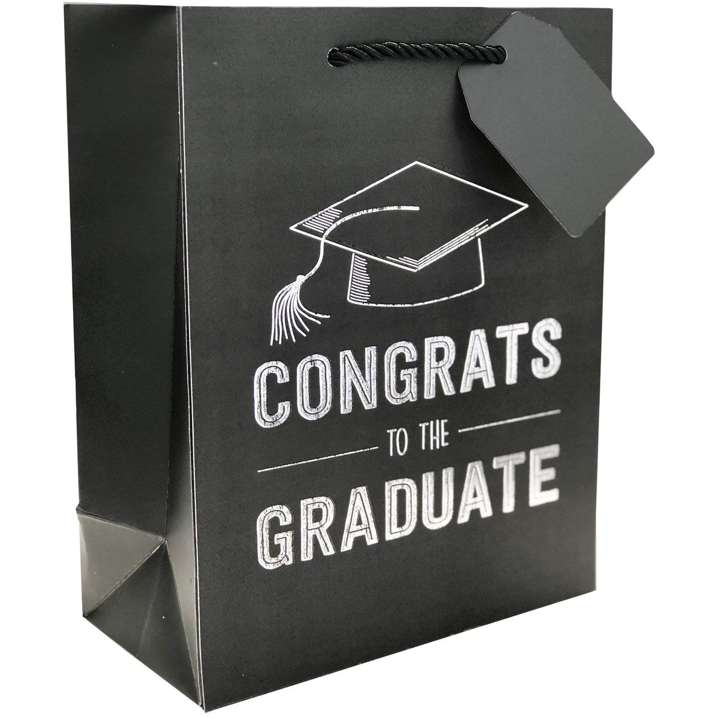 JILLSON & ROBERTS Medium Gift Bags 30 Pack - Elegant Black Graduation Party Favors, Thank You Gifts, Wedding Favor Bags for Special Occasions & Celebrations