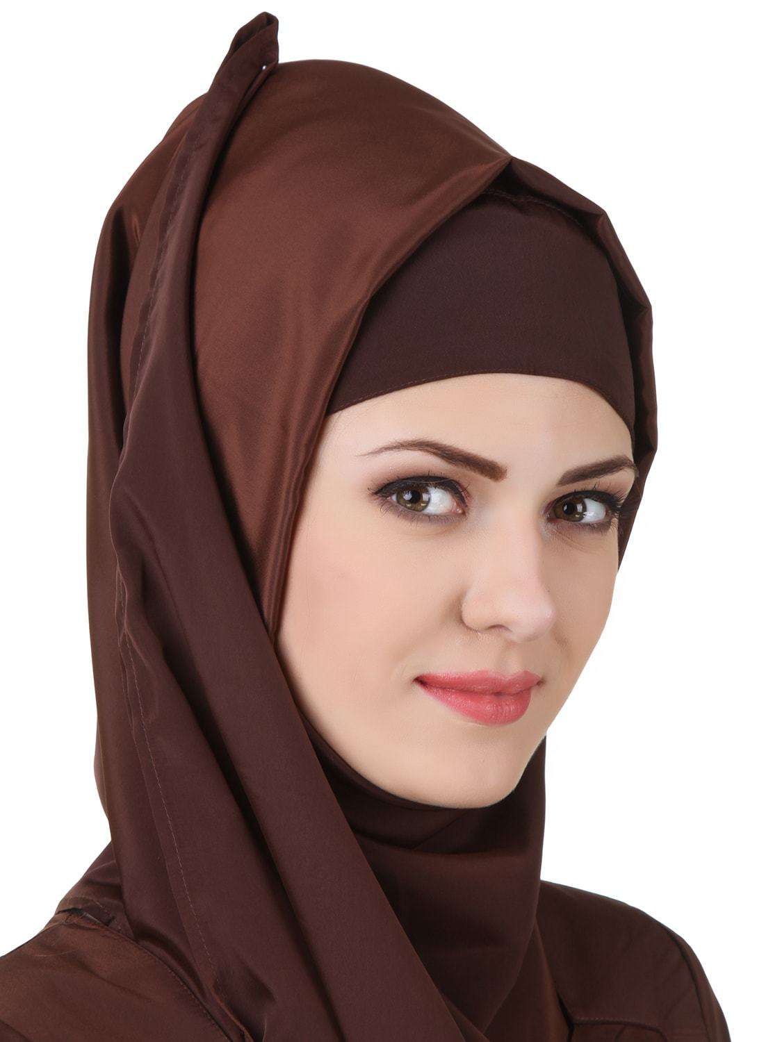 Elegant Layan Crepe Brown Abaya for Women - Modest Islamic Prayer Dress - Perfect for Mosque, Eid, and Special Occasions