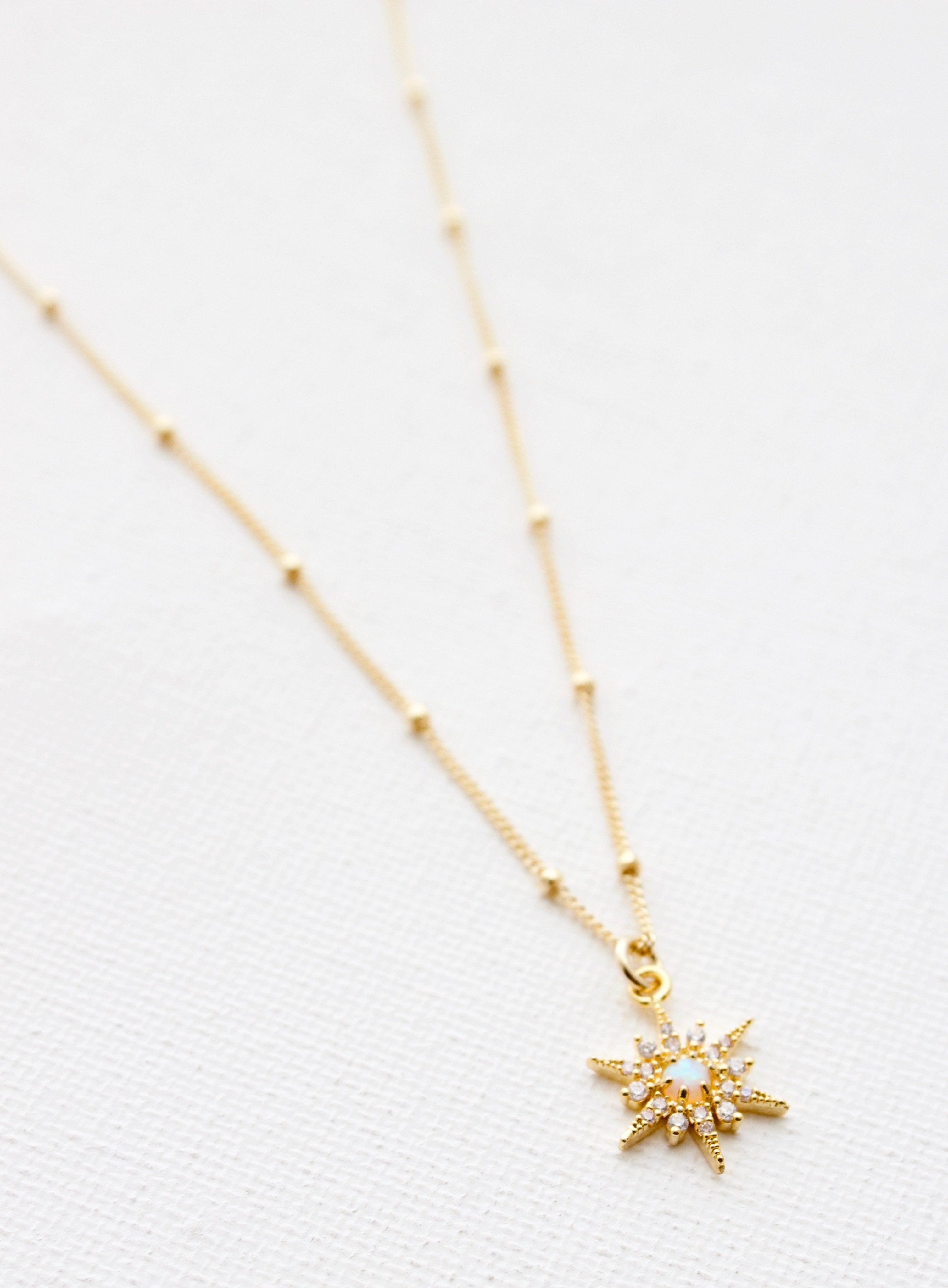 Opal Starburst Necklace for Women - Elegant Gemstone Jewelry Gift for Birthday, Anniversary & Special Occasions - Perfect for Evening Parties & Date Nights