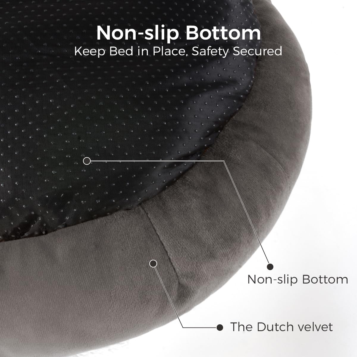 Washable Round Cat Bed for Indoor Cats & Small Pets - Non-Slip Bottom, 19 Inch Cozy Pet Bed for Kittens & Puppies (Deep Grey) - Perfect for Living Room, Bedroom & Pet Napping Spaces