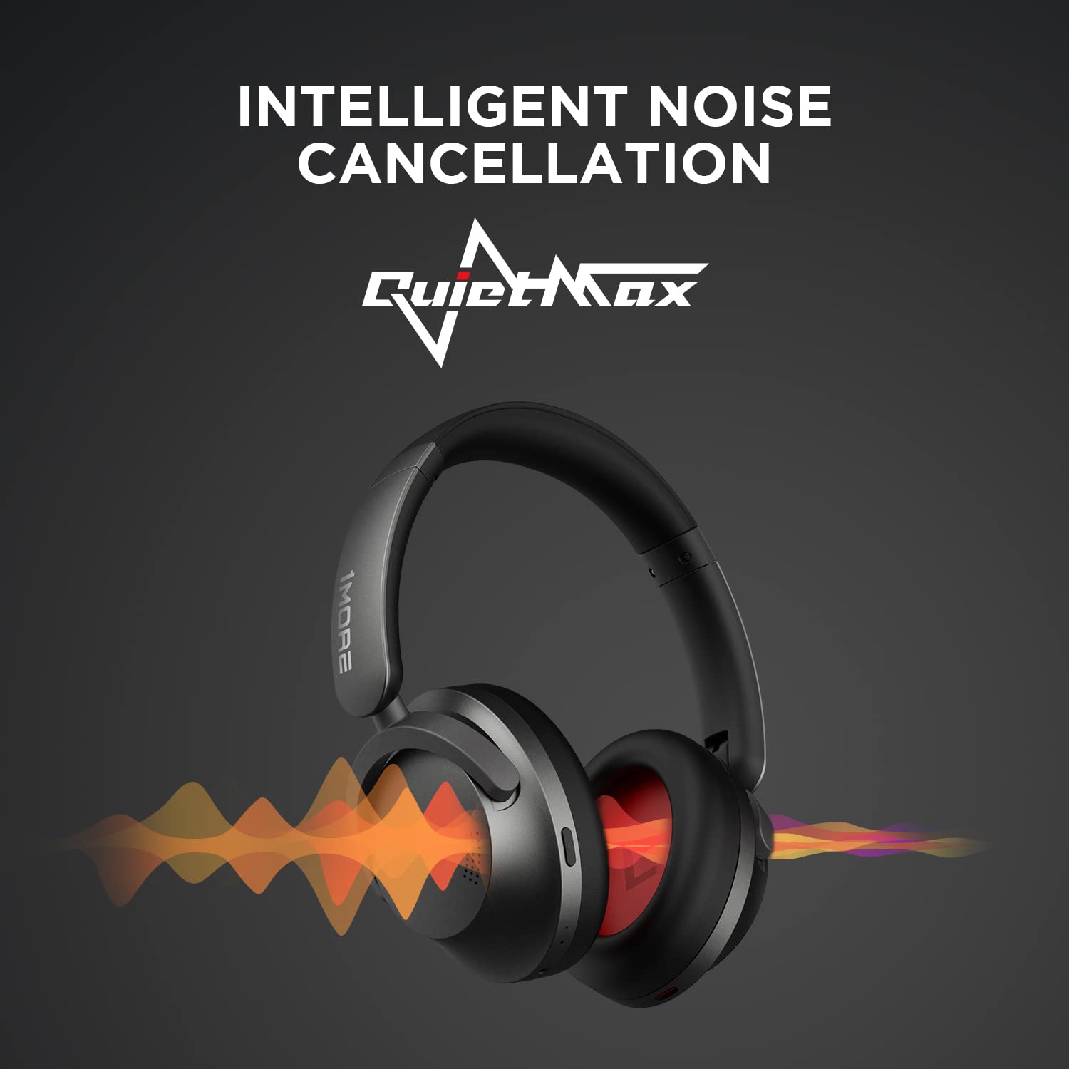 1MORE SonoFlow Active Noise Cancelling Wireless Over-Ear Headphones with 5 Mics, LDAC Hi-Res Audio, 70H Battery, App EQ Control, Foldable Design - Perfect for Travel, Work & Music Lovers (Black)