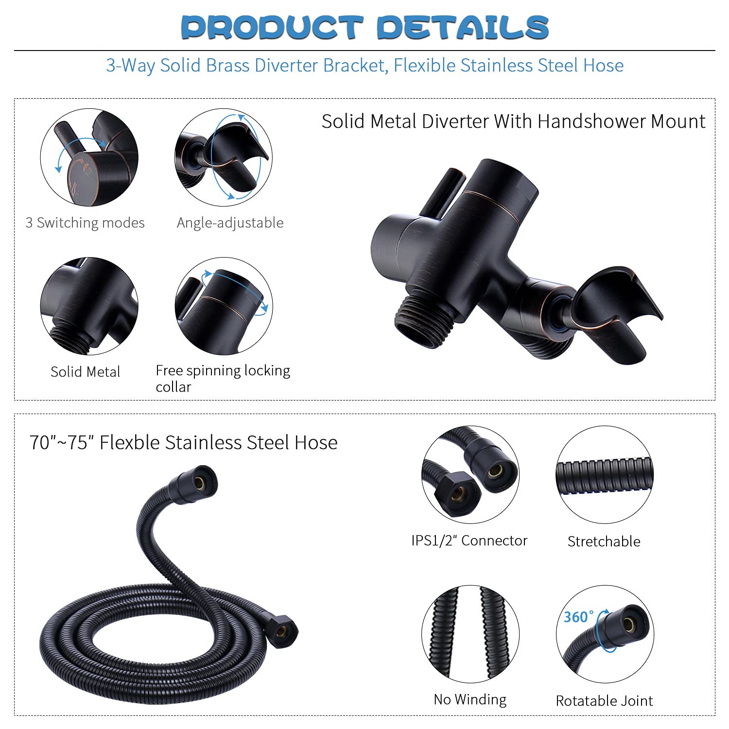 Premium All-Metal Shower Faucet Set - Dual Square Shower Head System with Handheld Spray & Rainfall Showerhead | Complete Combo with Diverter, Hose & Pressure Balance Valve | Perfect for Luxury Bathroom Renovation & Spa-Like Shower Experience