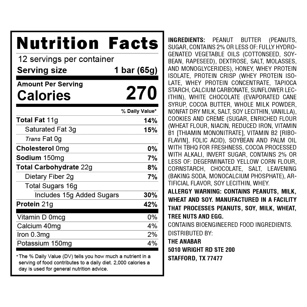 Anabar High Protein Bar - 20g Protein, Low Sugar, Gluten Free Snacks for Energy & Muscle Recovery - Perfect for Gym, Hiking & On-the-Go Nutrition