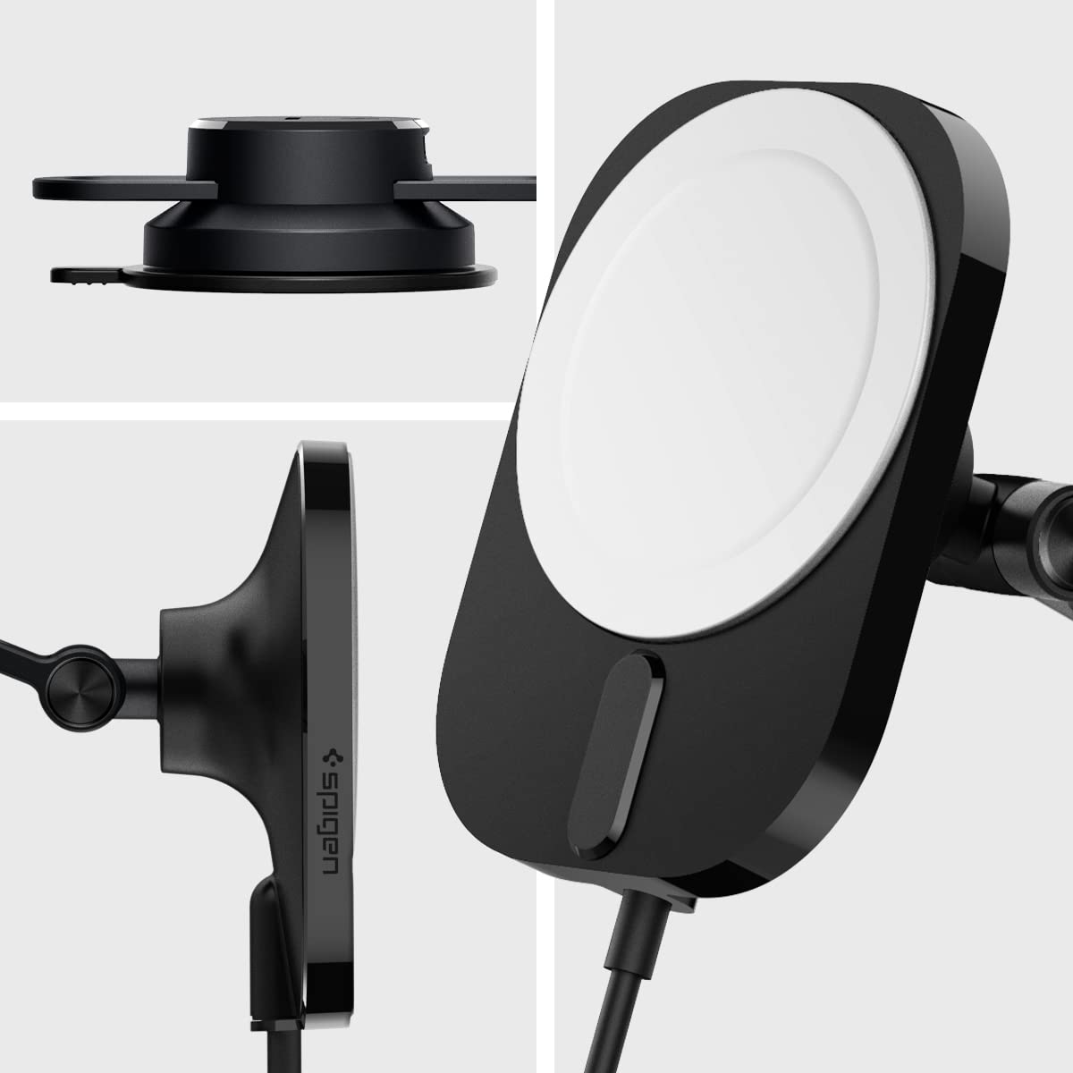 Spigen OneTap Pro 3 (MagFit) MagSafe Car Mount - 15W Apple Certified Wireless Charger for iPhone 16/15/14/13/12 Series - Dashboard, Windshield & Screen Mount - Perfect for Commuting, Road Trips & Hands-Free Navigation