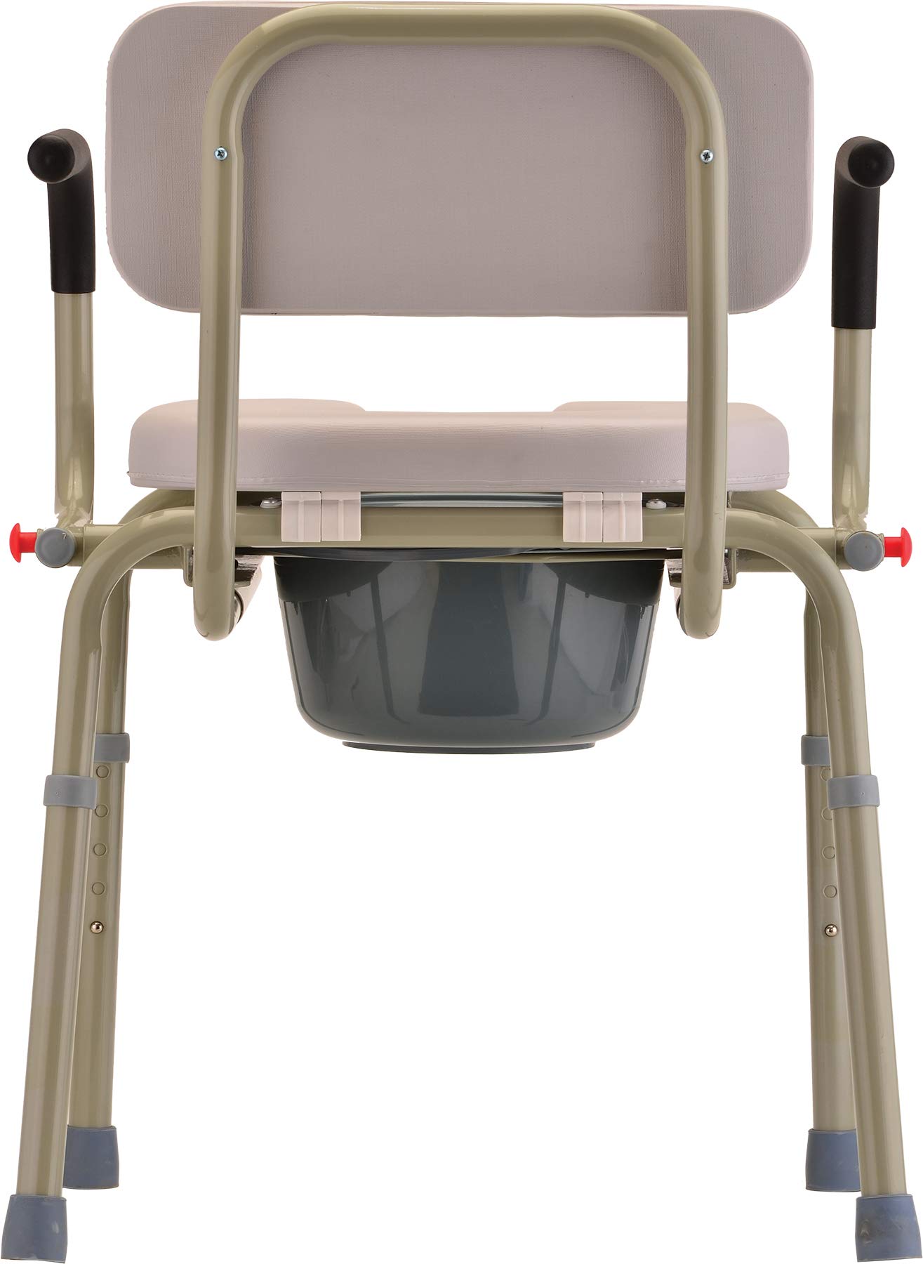 NOVA Medical Drop Arm Commode with Padded Seat - Adjustable Height Bedside Toilet Chair with Bucket, Lid & Splash Guard for Elderly & Disabled - Gray Stand-Alone Commode for Home Care & Hospital Use