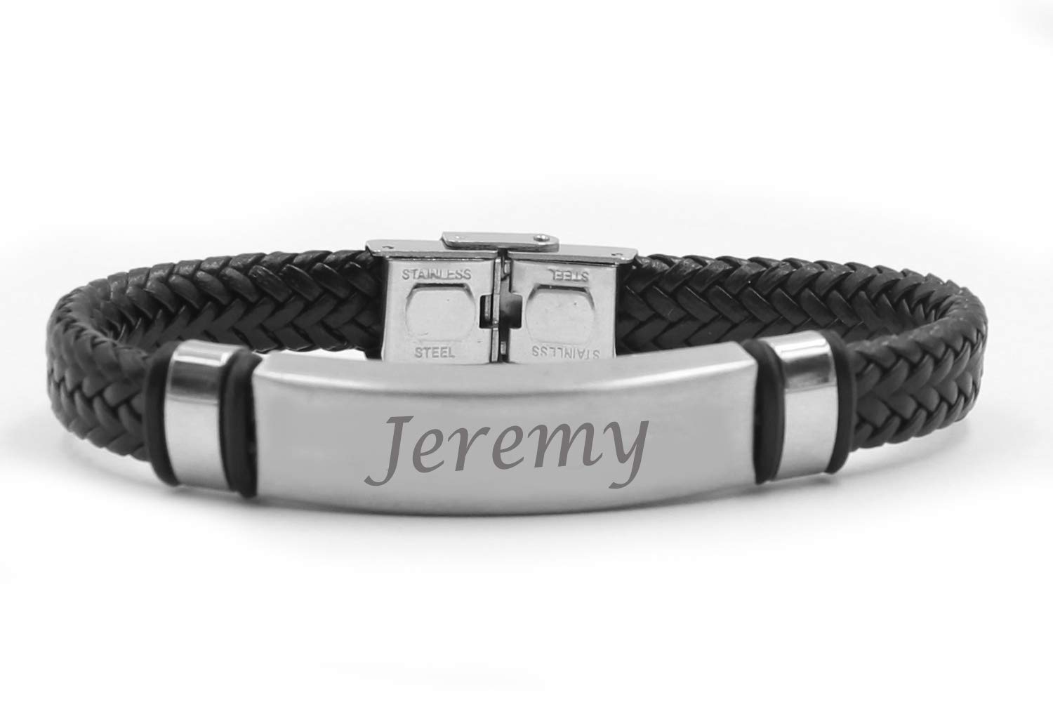Personalized JEREMY Name Bracelet for Men - Double Leather Braided Engraved Bracelet with Gift Box - Perfect for Gifts, Anniversaries & Everyday Wear