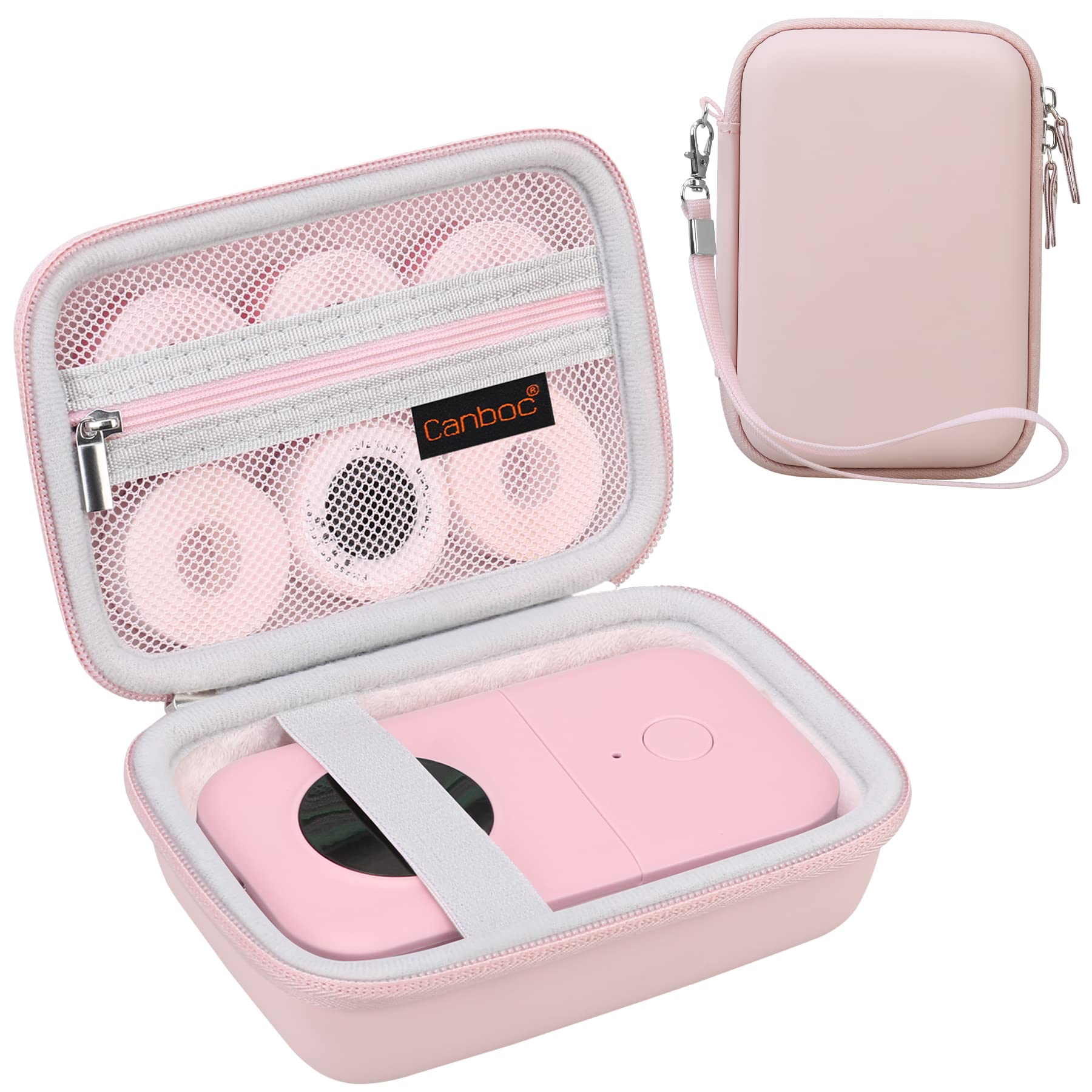 Phomemo D30 D35 & Memoking D30 Label Maker Case - Portable Thermal Bluetooth Label Printer Storage Bag with Mesh Pockets for Label Paper & Cables (Pink) - Perfect for Office, Home & Craft Organization