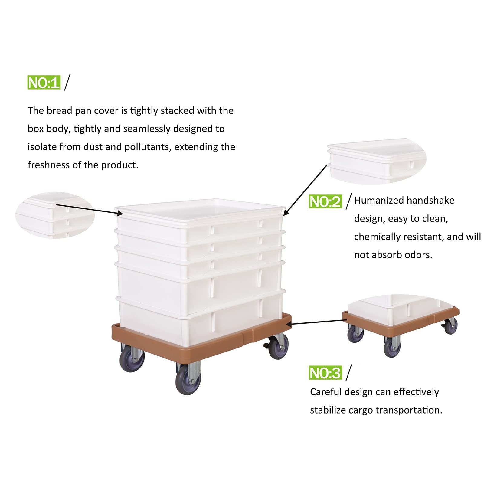 AIZYR Food-Grade Plastic Pizza Dough Trays - Stackable Bakery Proofing Box with Cart for Professional & Home Baking | Perfect for Restaurants, Pizzerias & Bread Making