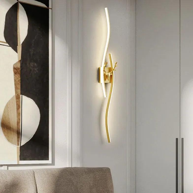 Modern Wave Linear LED Wall Lights with Remote Control - Dimmable Ambient Lighting for Bedroom, Living Room, and Hallway Decor