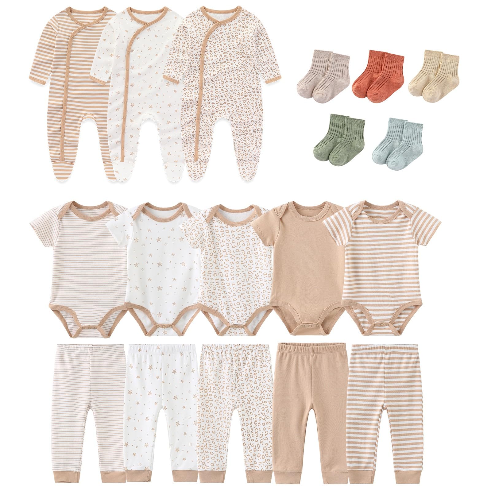 18-Pack Baby Layette Set - Soft Cotton Unisex Newborn Clothes & Accessories | Essential Infant Clothing for Boys & Girls | Perfect for Hospital, Home & Gift Giving