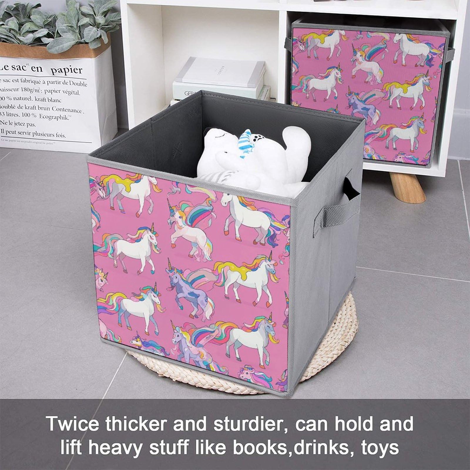 6-Piece Collapsible Storage Bins with Handles - Horse Print Foldable Organizing Baskets for Shelves, Closet, Kitchen & Home Organization | Space-Saving Multi-Purpose Storage Containers for Toys, Books, Laundry & Household Items