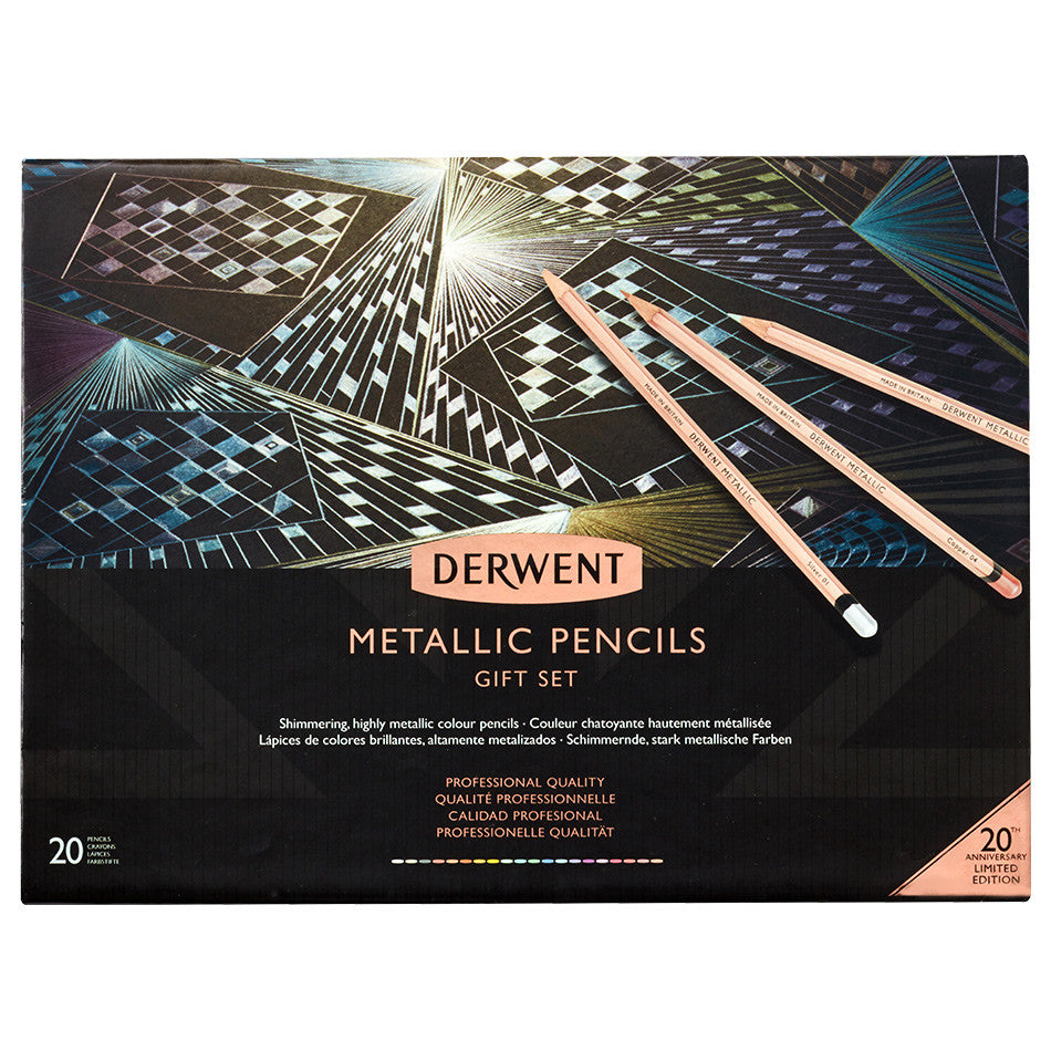Derwent Metallic Colored Pencils Set - 20 Premium Metallic Drawing Pencils Limited Edition for Artists & Sketching - Perfect for Adult Coloring Books, Art Projects & Gift Giving
