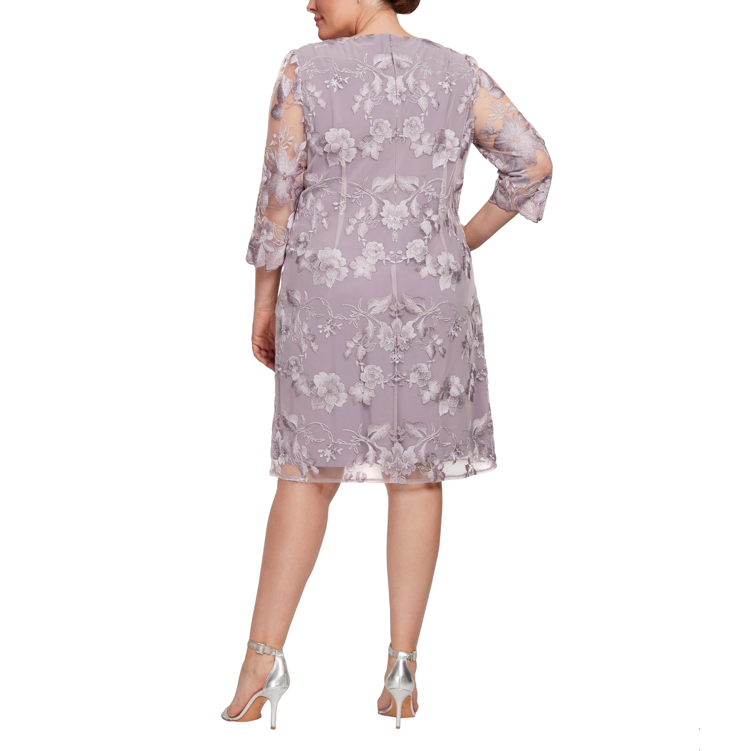 Alex Evenings Women's Plus Size Midi Scoop Neck Shift Dress with Jacket - Elegant Formal Dress for Weddings, Parties & Special Occasions
