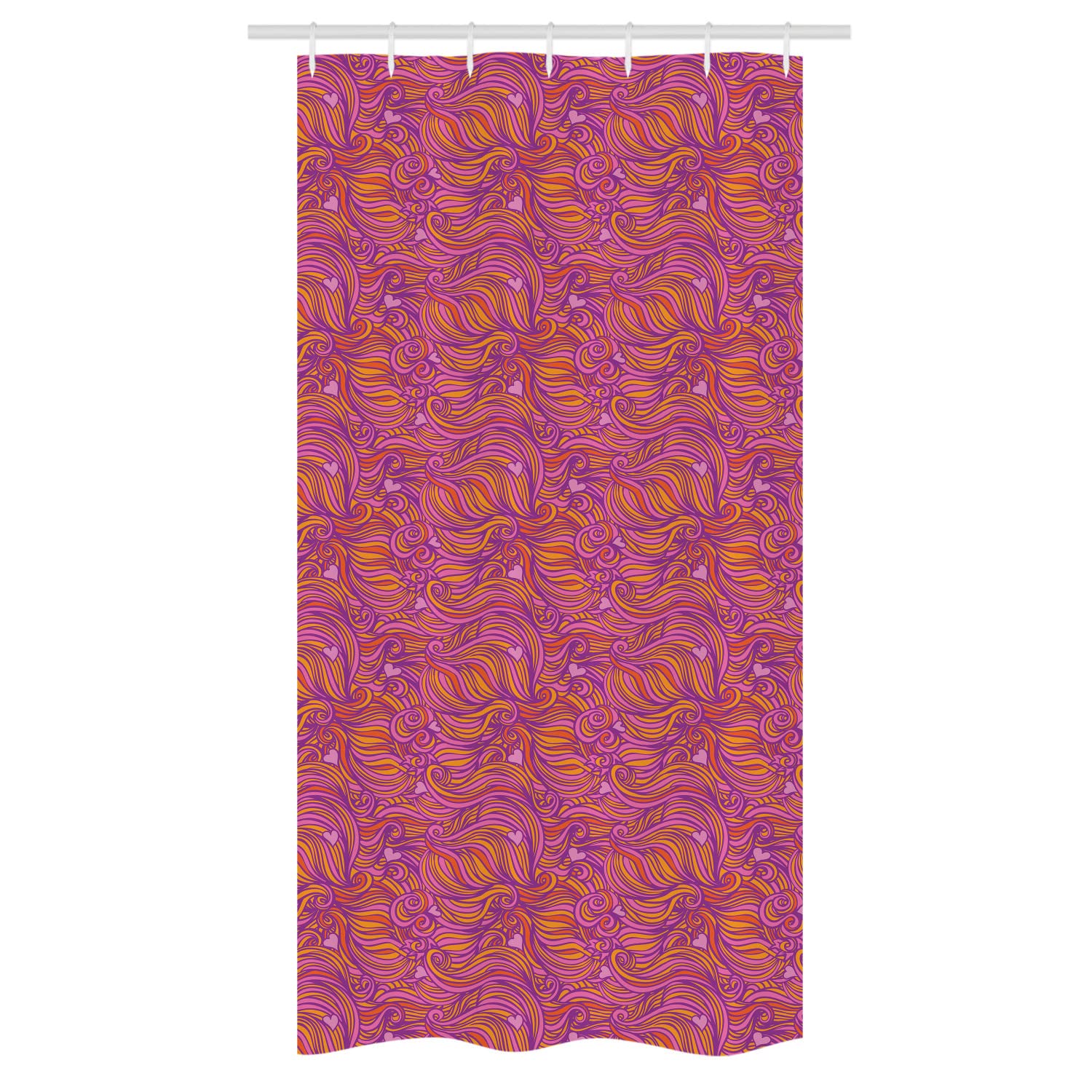 Ambesonne Yellow and Purple Stall Shower Curtain - Funky Hand-Drawn Swirls & Hearts Pattern Bathroom Decor - 36x72 Inch Fabric Set with Hooks - Burnt Sienna Purple | Vibrant Bathroom Upgrade for Boho & Retro Style Homes