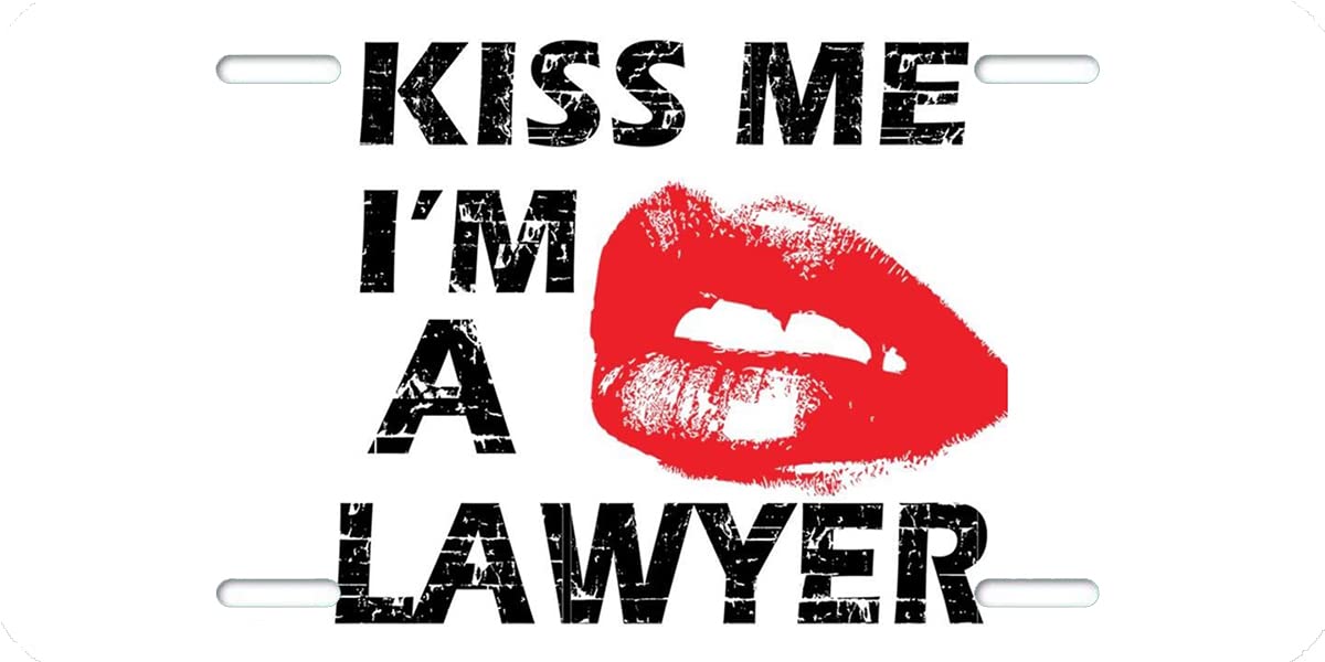 Personalized 'Kiss Me I'm a Lawyer' Novelty Aluminum License Plate - 6x12 Inch Custom Vanity Tag for Cars & Vehicles - Perfect Gift for Attorneys & Law Graduates
