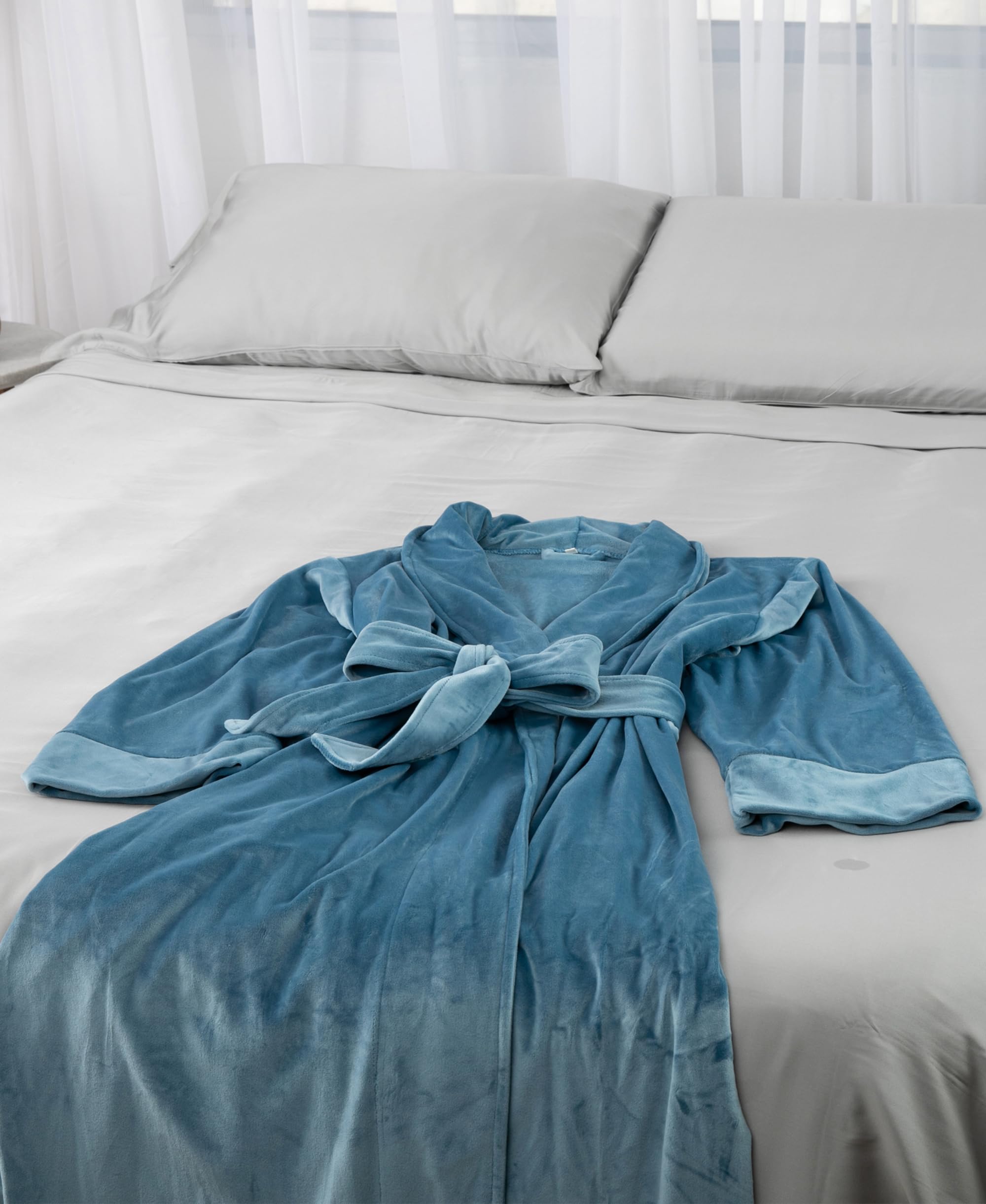 Premium Pure Fiber Cloud Soft Velour Robe for Women - Ultra Plush Luxurious Spa Bathrobe | Cozy Lounge Wear & Relaxing Home Wear | Perfect for Spa Days, After Bath, Yoga & Lounging