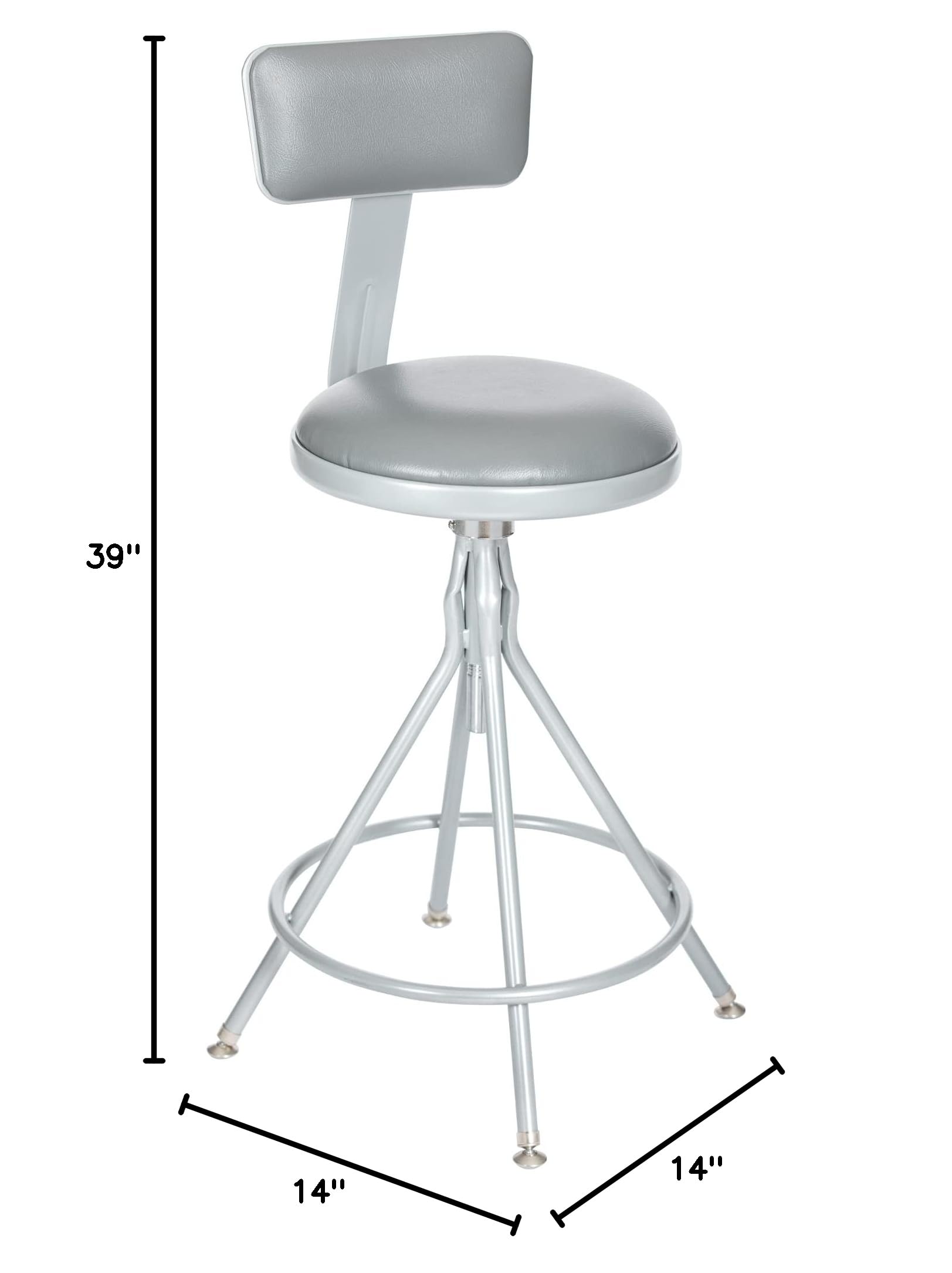 Adjustable Swivel Bar Stool with Backrest & Padded Seat - 24-30