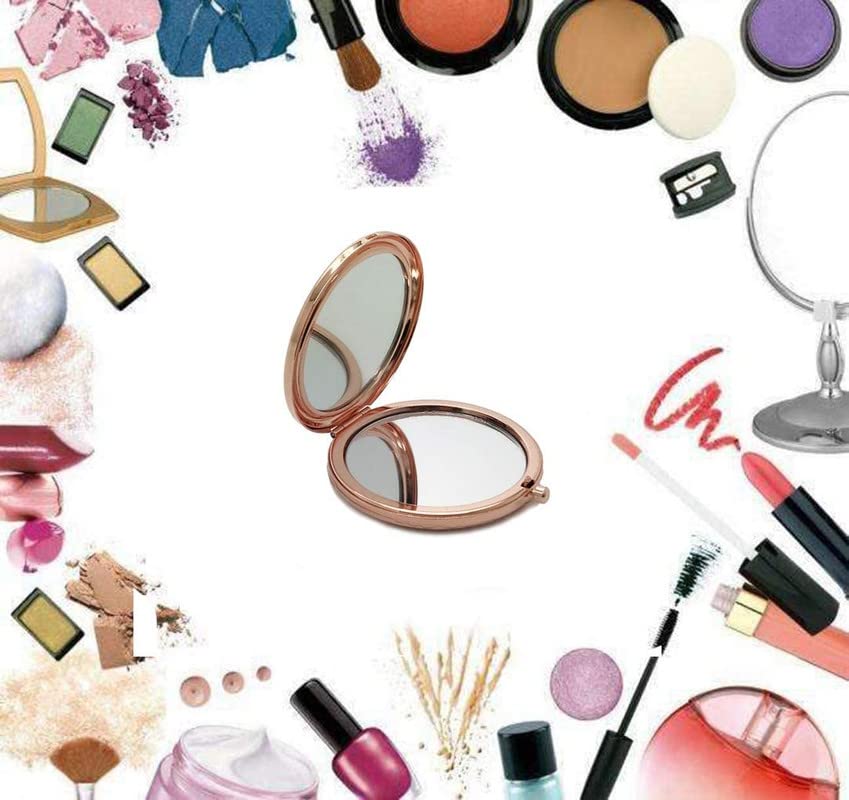 Personalized Rose Gold Travel Makeup Mirror - Compact Pocket Mirror with Inspirational Quote, Perfect Gift for Women, Sister, Friends, Daughter (Birthday, Anniversary, Graduation) | Great for Travel, Home Vanity & On-the-Go Touch Ups