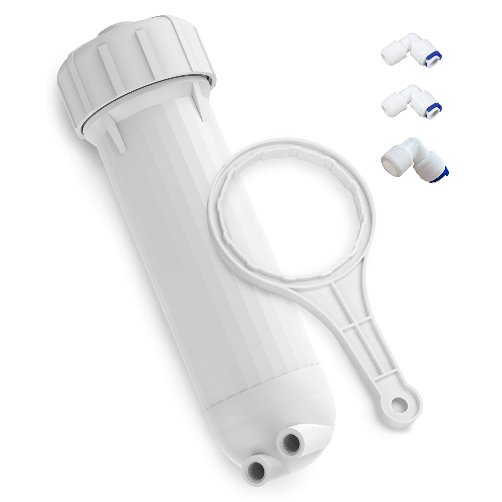 Membrane Solutions 3012 RO Membrane Housing Kit - Universal Replacement for 200/300/400 GPD Reverse Osmosis Water Filter Systems - Includes Wrench & Fittings - Perfect for Home, Office & Commercial Water Purification