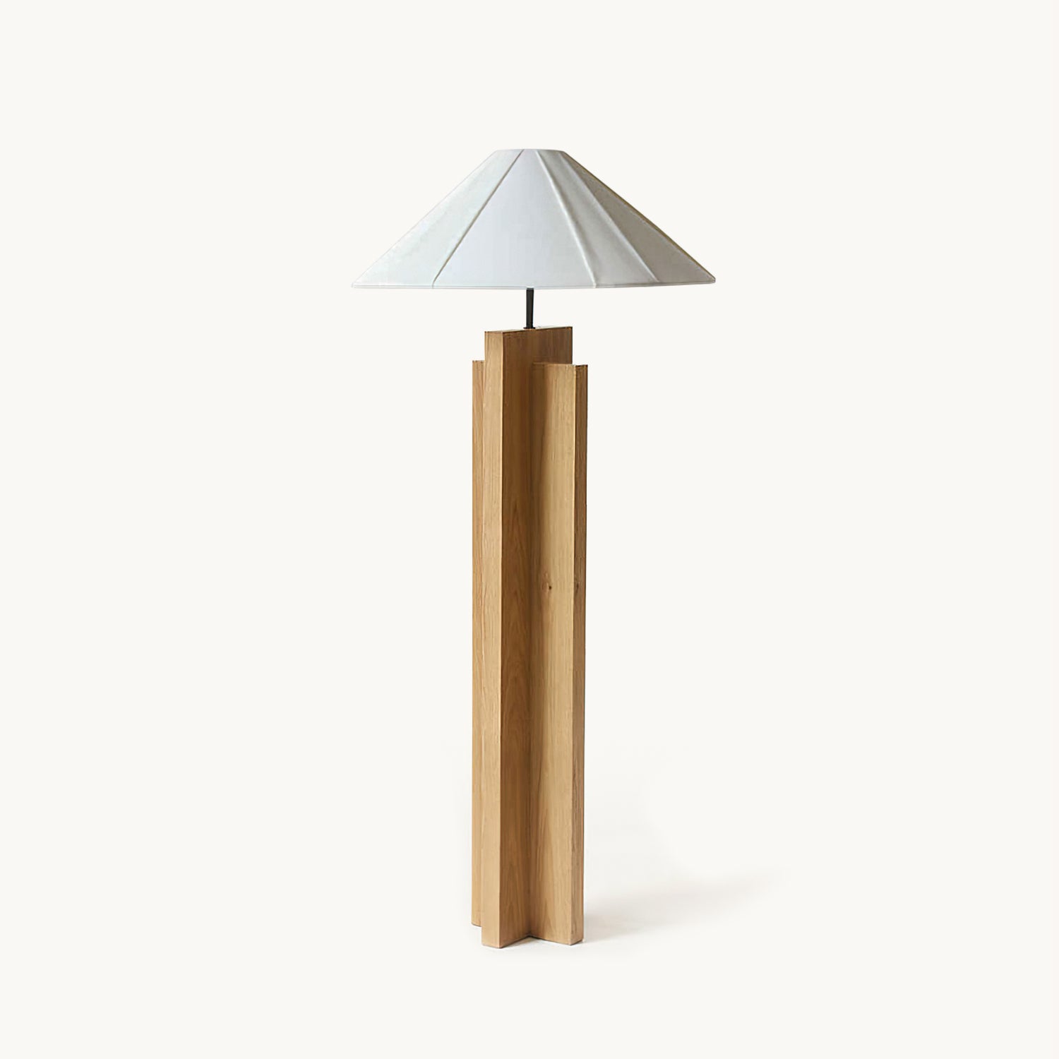 Crossbase Wooden Floor Lamp - Modern Standing Light for Living Room, Bedroom & Office - Adjustable Height & Warm White LED Bulb Included - Perfect for Reading, Relaxing & Ambient Lighting