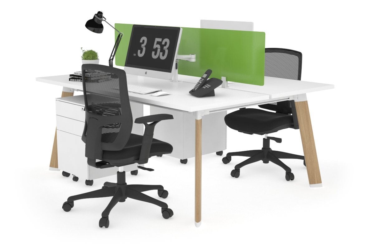 2 Person Workstation with Wood Imprint Frame - 1200L x 700W - Perfect for Home Office, Coworking Spaces & Small Business Teams