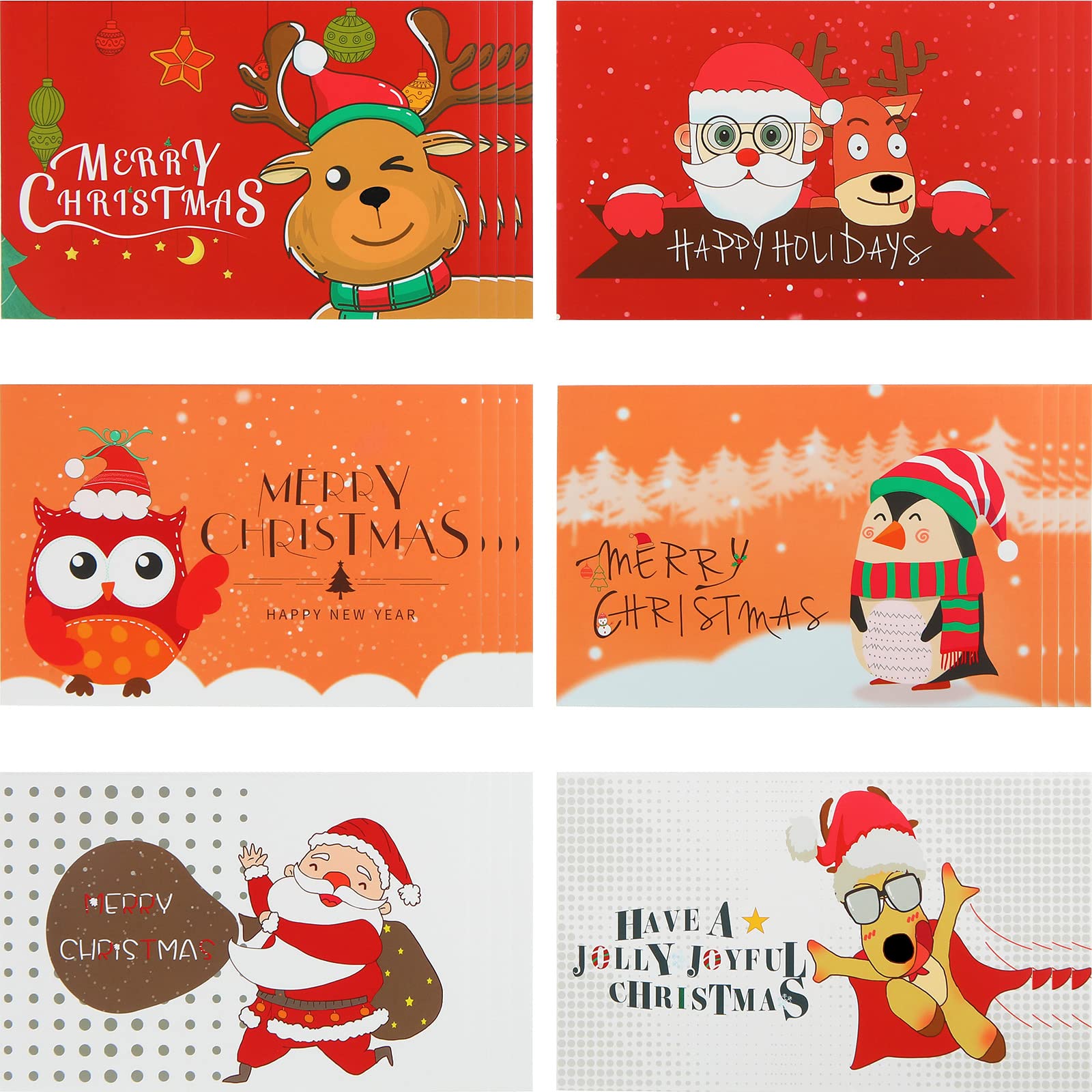 24 Sets Christmas Greeting Cards with Envelopes - Bulk Holiday Cards with Stickers, Winter Blessing Gift Cards (Bright Color Animal Designs) for Xmas Gifts, Office Exchange & Family Celebrations