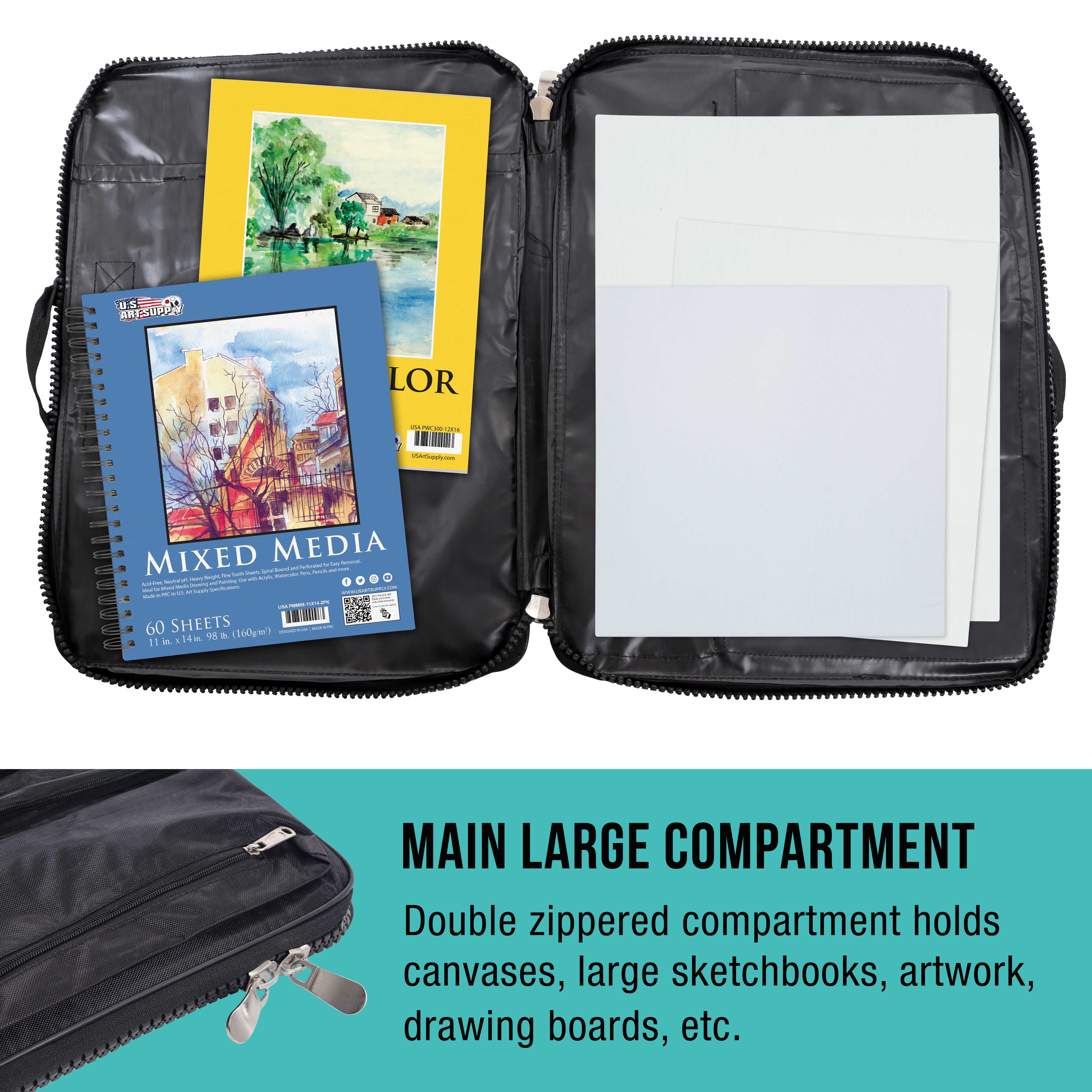 Black Nylon Art Portfolio Carry Backpack Bag - 25.5