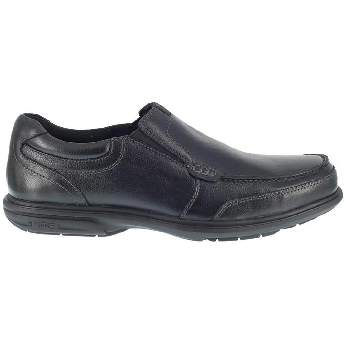 Loedin Steel Toe Slip On Work Shoes for Men - Black Safety Shoes for Construction, Warehouse & Industrial Work - Comfortable Non-Slip Work Boots