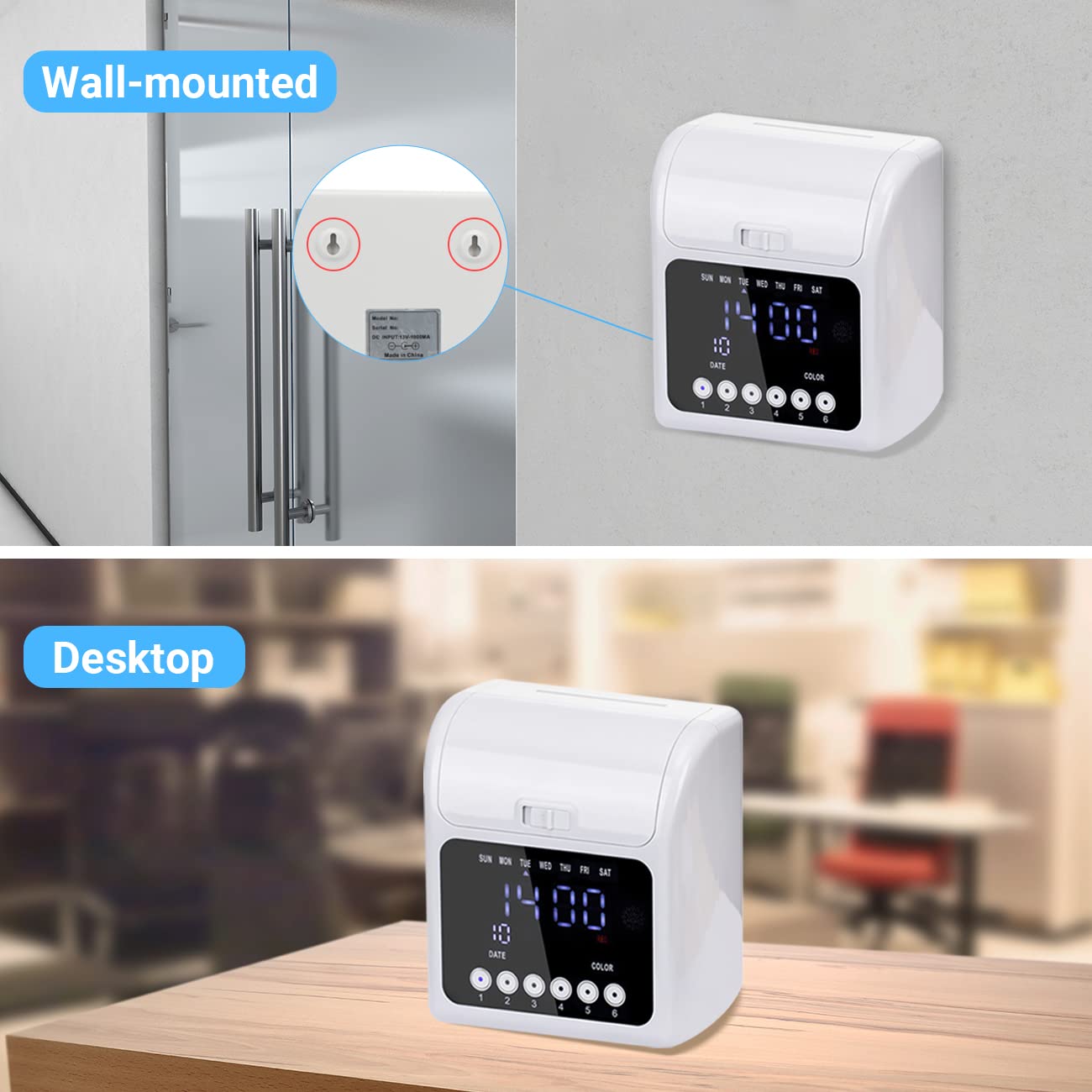 Tera Electronic Time Clock with 100pcs Double-Sided Monthly Time Cards (3.34x7.4