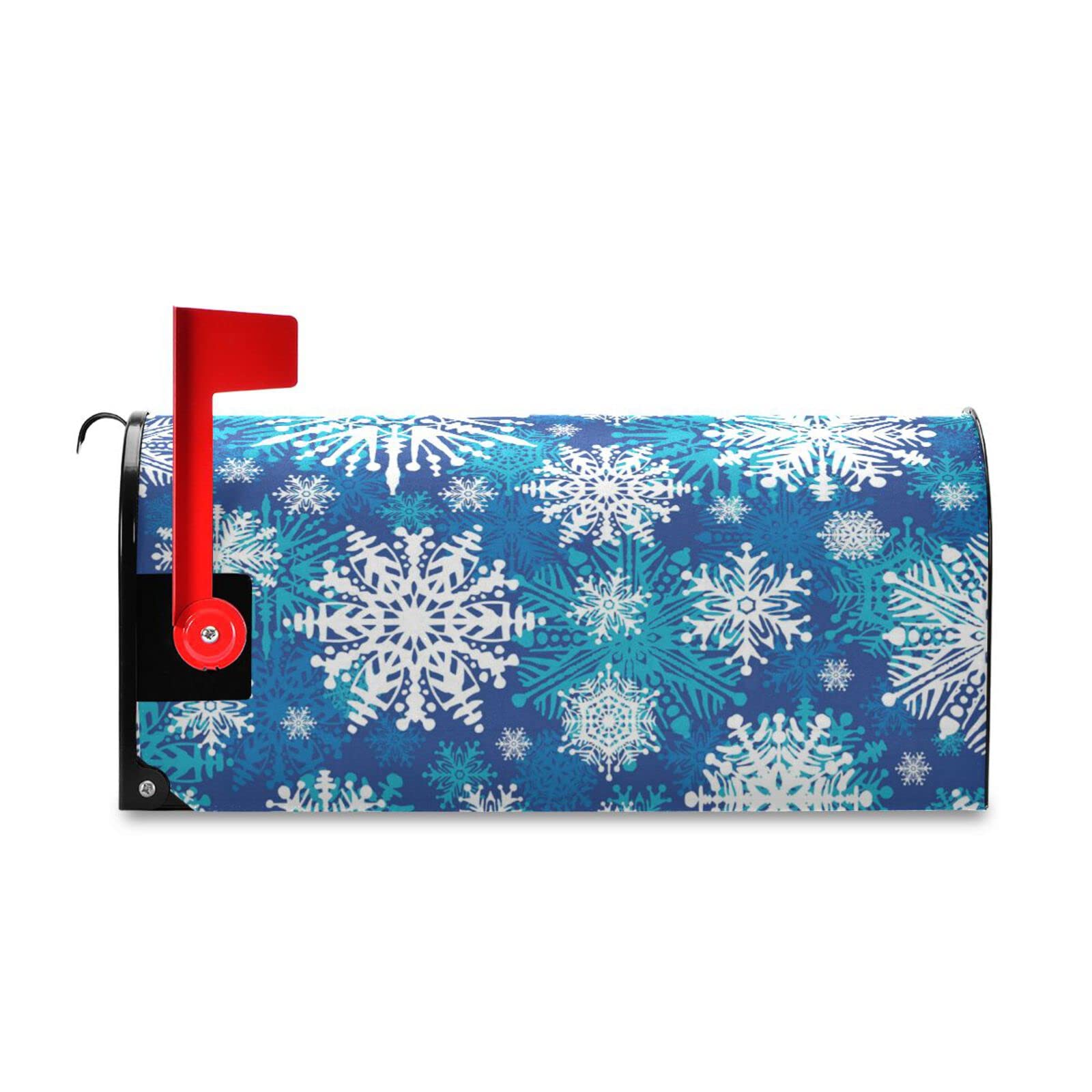 Magnetic Mailbox Cover 18x21 Inch - Snowflake Christmas Winter Design for Outdoor Mailbox Wraps | Weatherproof Decorative Mailbox Cover for Holiday Season & Winter Decor