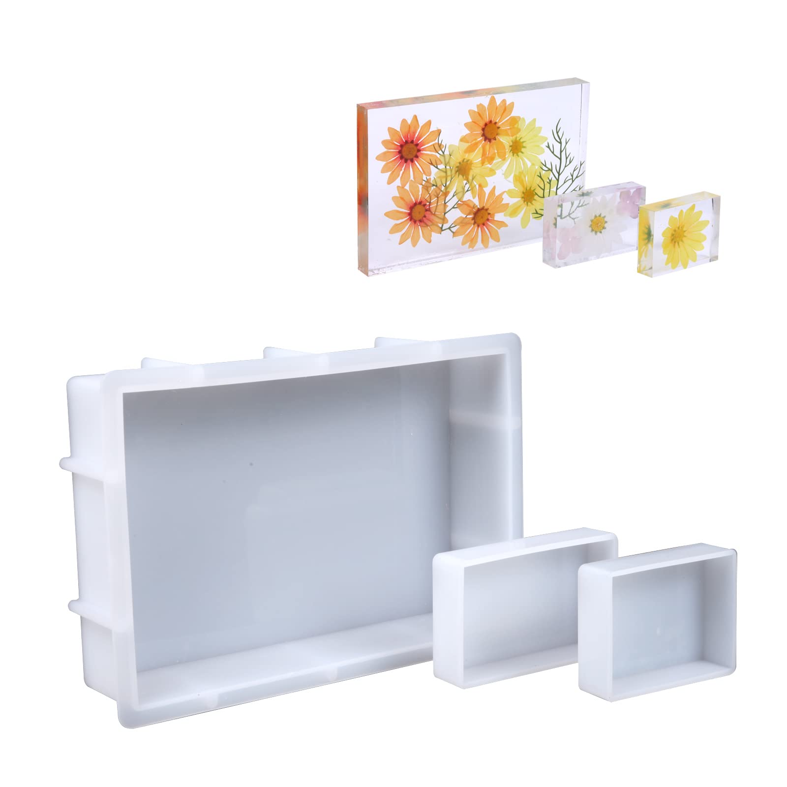 3-Piece Large Rectangular Silicone Molds for Resin Casting - 9.6