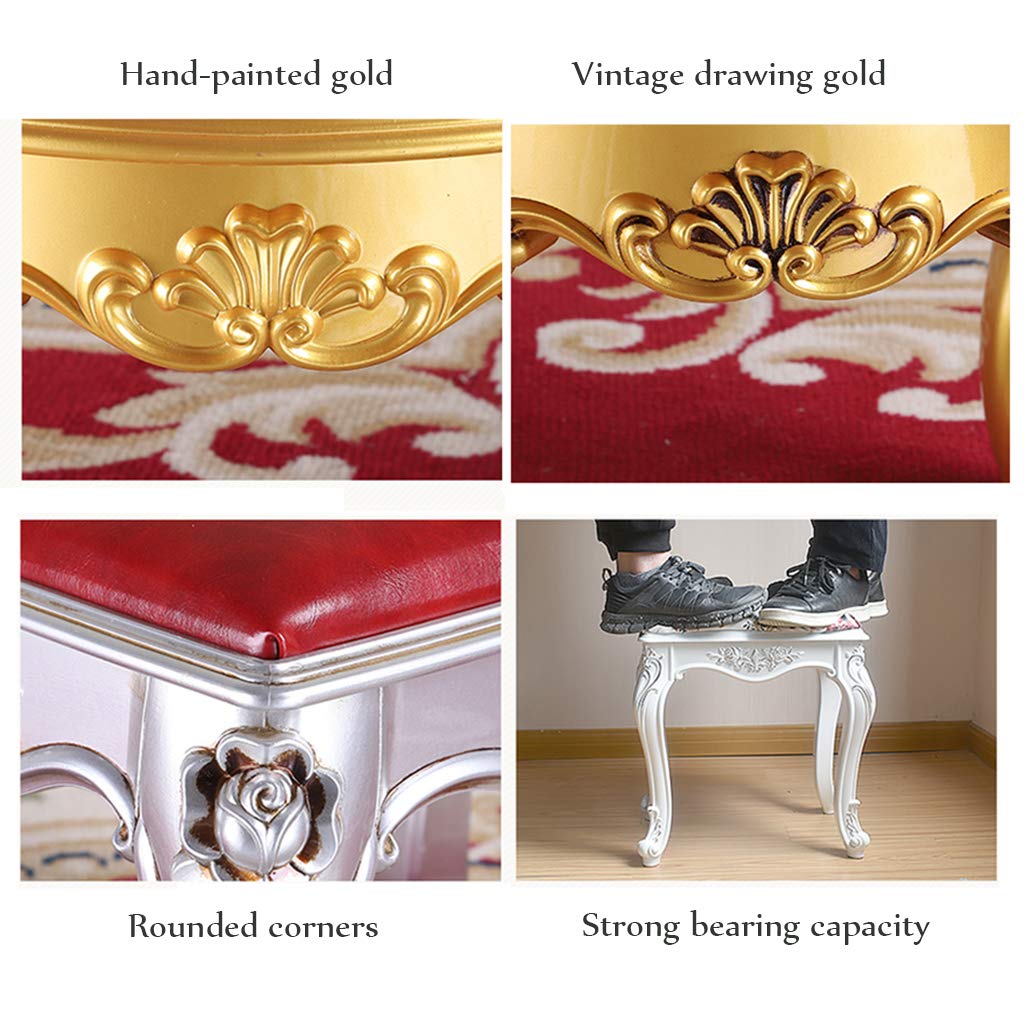 ZYIFAN Vanity Stool with Thick Padded Cushion - Makeup Bench & Dressing Stool with ABS Legs - Easy-to-Clean Faux Leather Upholstery - Perfect for Bedroom, Bathroom & Piano Seating