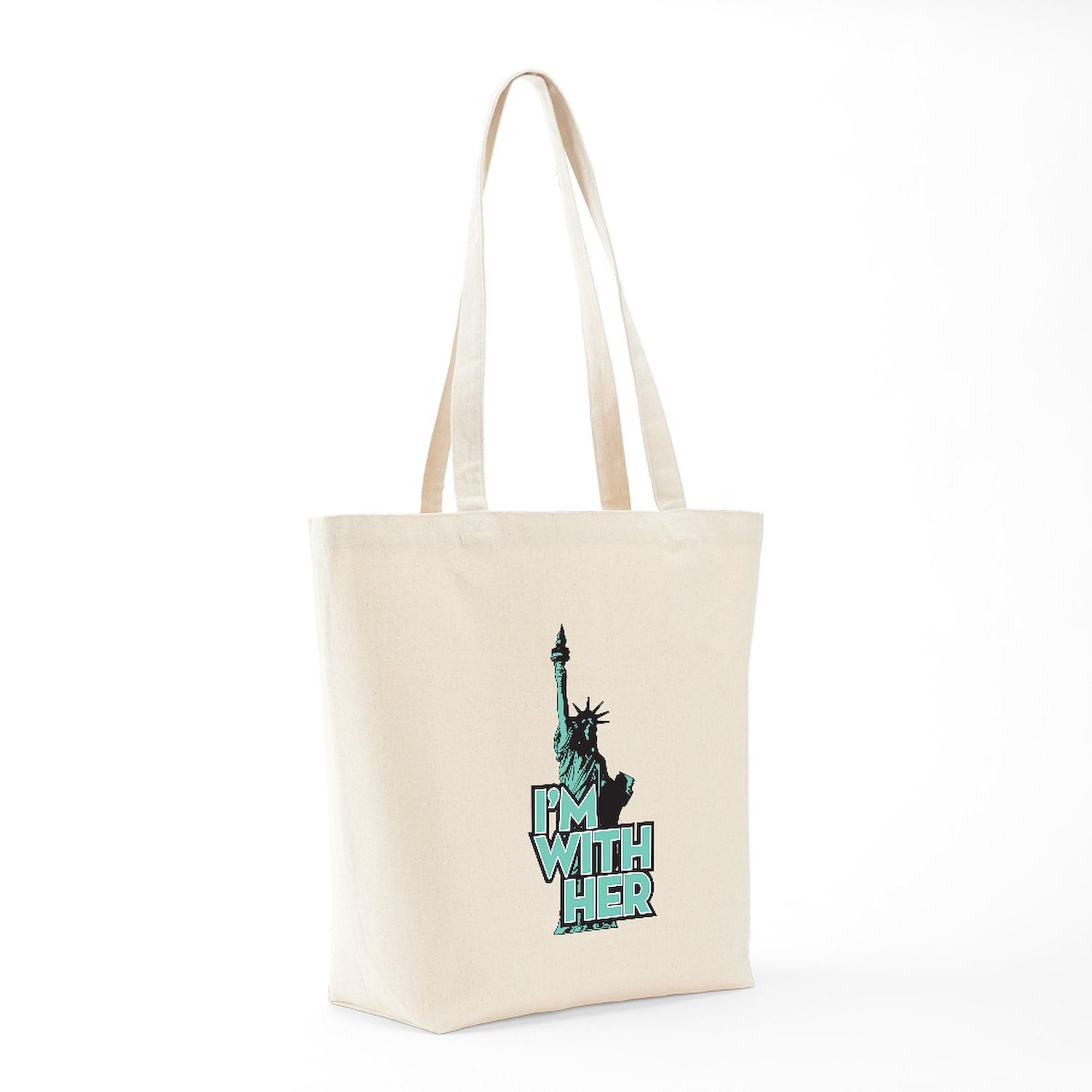 Liberty 'I'm With Her' Tote Bag - Natural Canvas Reusable Shopping Bag for Women | Eco-Friendly Grocery & Beach Tote | Perfect for Work, Market & Political Events