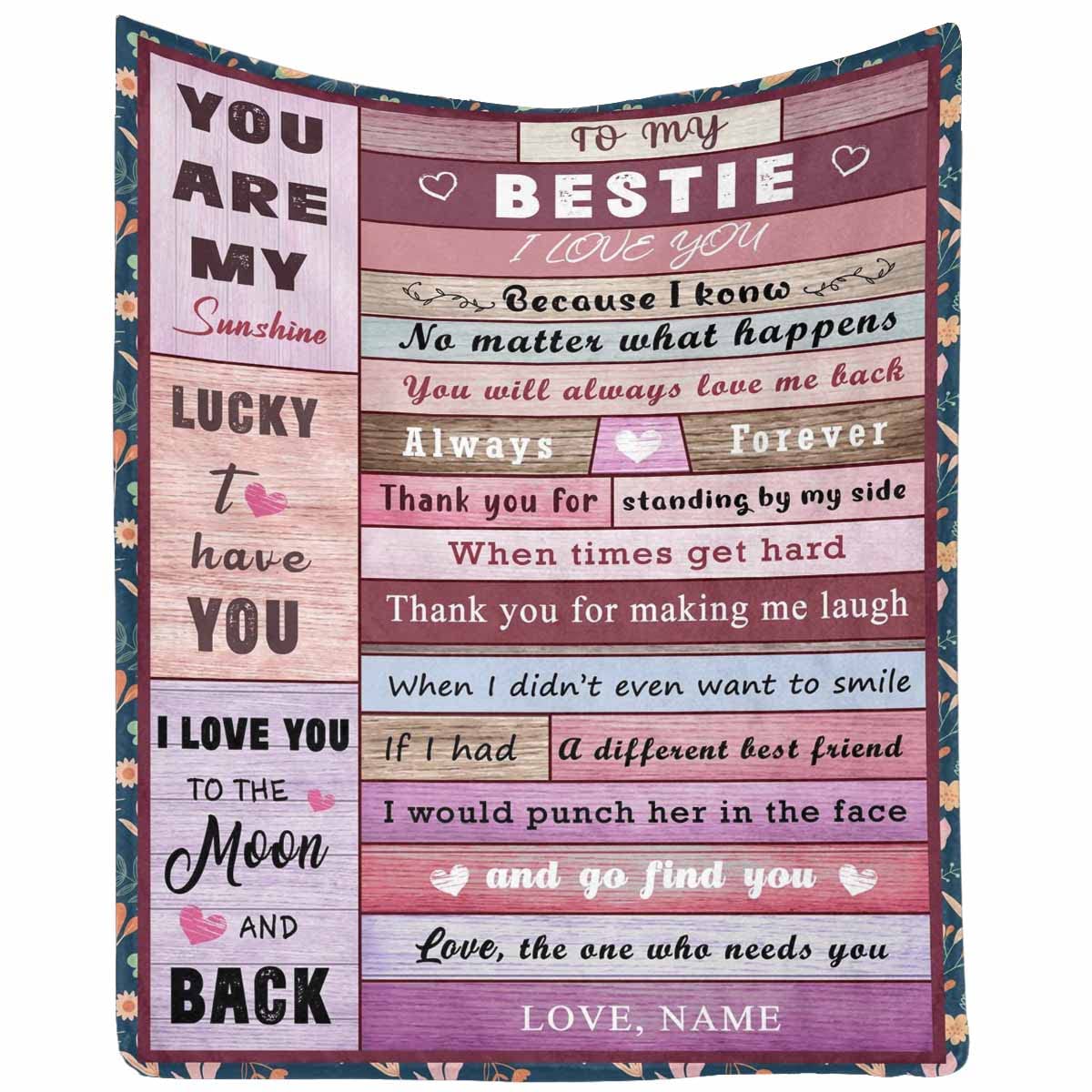 Personalized Blanket Gift for Best Friend - Custom Sister Blanket for Women, 40x50 Inch Soft Fleece Throw - Perfect Birthday, Christmas Gift for Her | Cozy Home Decor, Couch & Bed Blanket