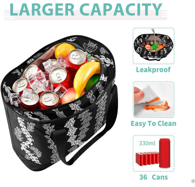 Forever Lei 'Ele'ele Insulated Cooler Bag - Premium Leakproof Lunch Tote for Picnics, Beach, Camping & Outdoor Adventures