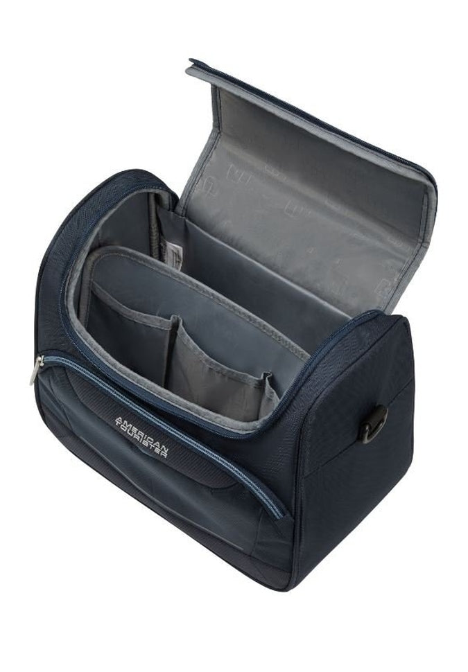 American Tourister Summerride Large Toiletry Bag for Travel - Waterproof Cosmetic Makeup Organizer with Hanging Hook, Perfect for Vacation, Gym & Business Trips (Black)