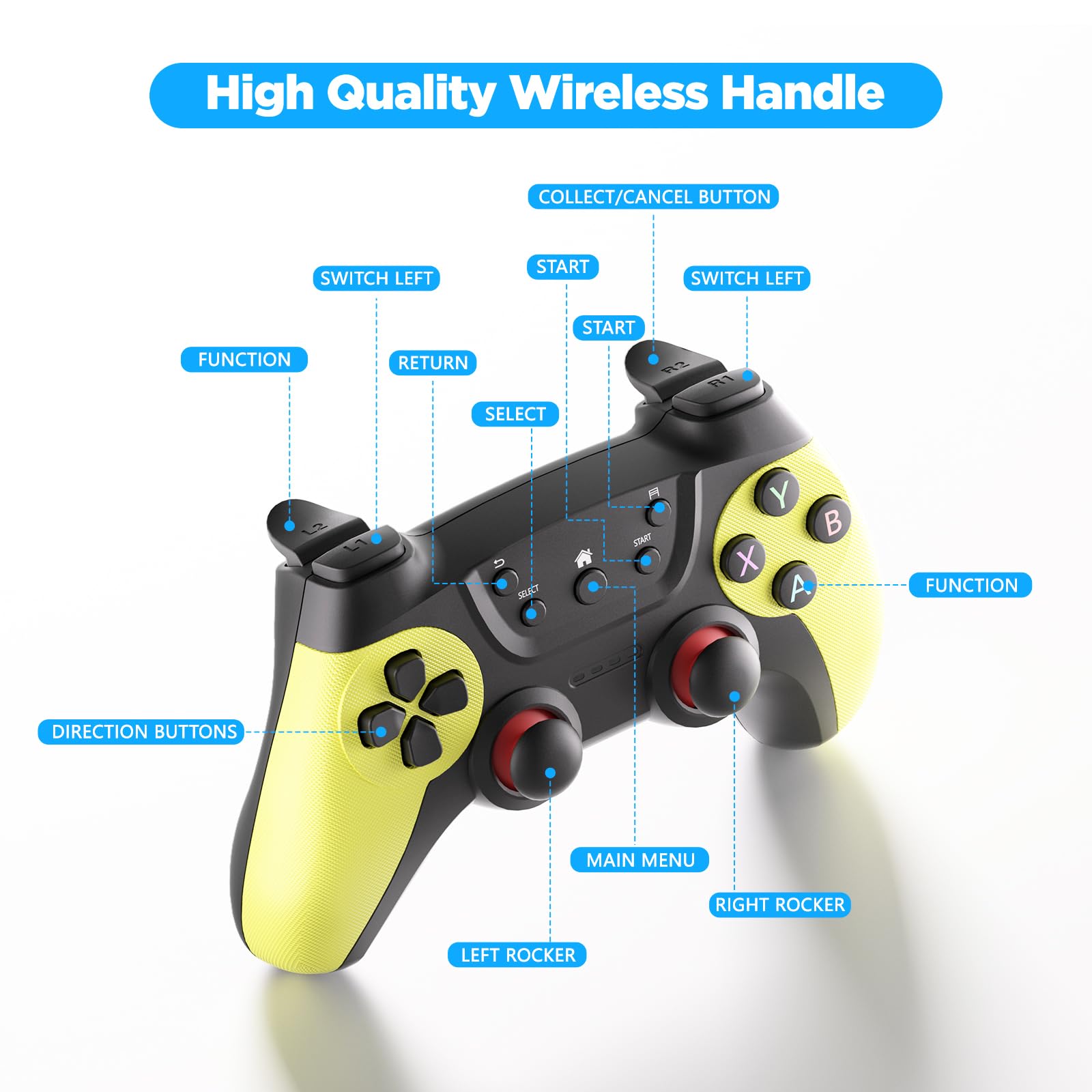 30000+ Games Wireless Retro Gaming Stick - Classic Plug & Play HDMI TV Game Console with 2 Premium Controllers (Yellow) - Perfect for Family Fun & Nostalgic Gaming Nights