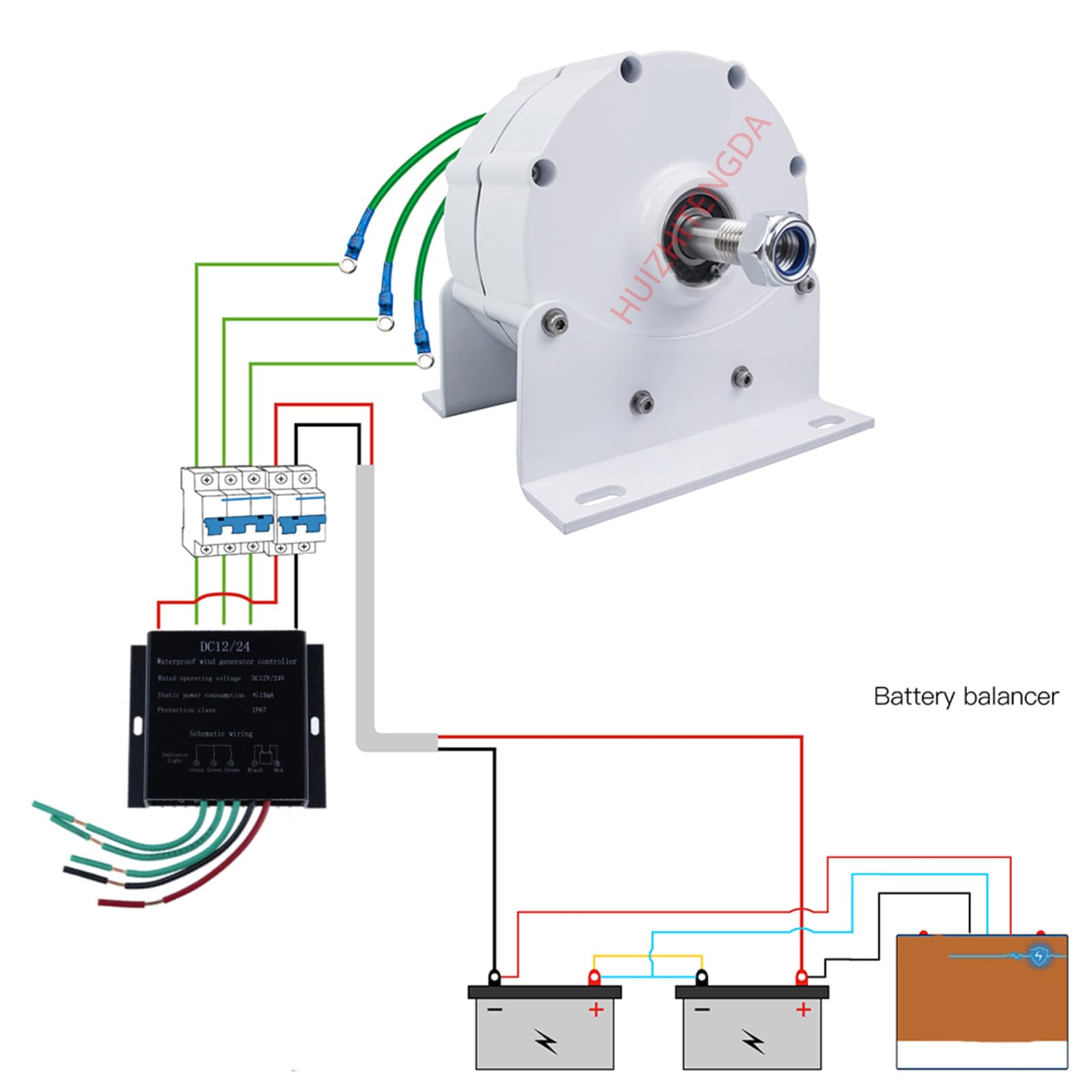 2000W 400RPM Gearless Permanent Magnet Generator 3 Phase 12V 24V 48V 220V AC Alternator for Wind Turbine, Water Turbine, and DIY Renewable Energy Projects (with Base) - Perfect for Off-Grid Power, Home Use, and Small-Scale Energy Generation