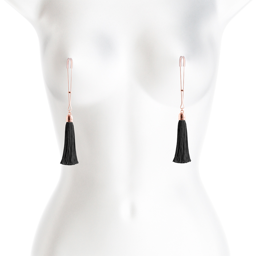 Bound Tweezer Nipple Clamps With Tassels - Adjustable BDSM Nipple Clips for Sensual Play & Adult Intimacy - Perfect for Couples Play & Sensation Exploration