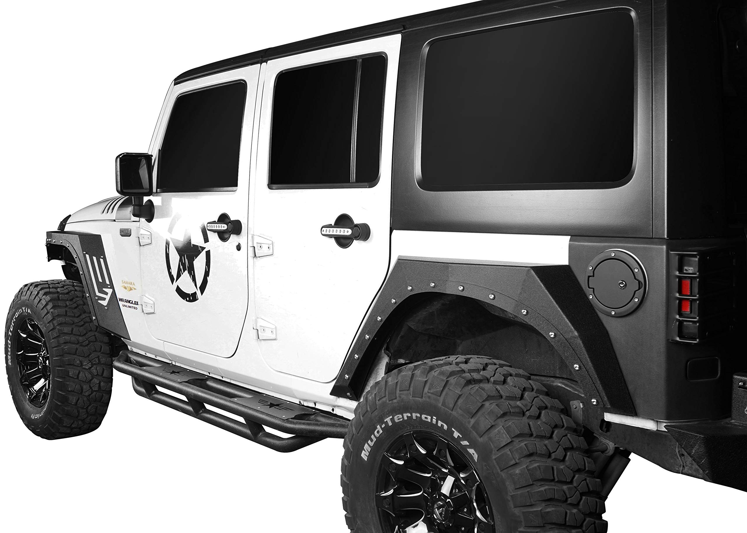 U-Box Steel Fender Flares & Mud Guards Kit for Jeep Wrangler JK/JKU (2007-2018) - Heavy Duty Front & Rear Wheel Protection for Off-Road Adventures & Muddy Terrains