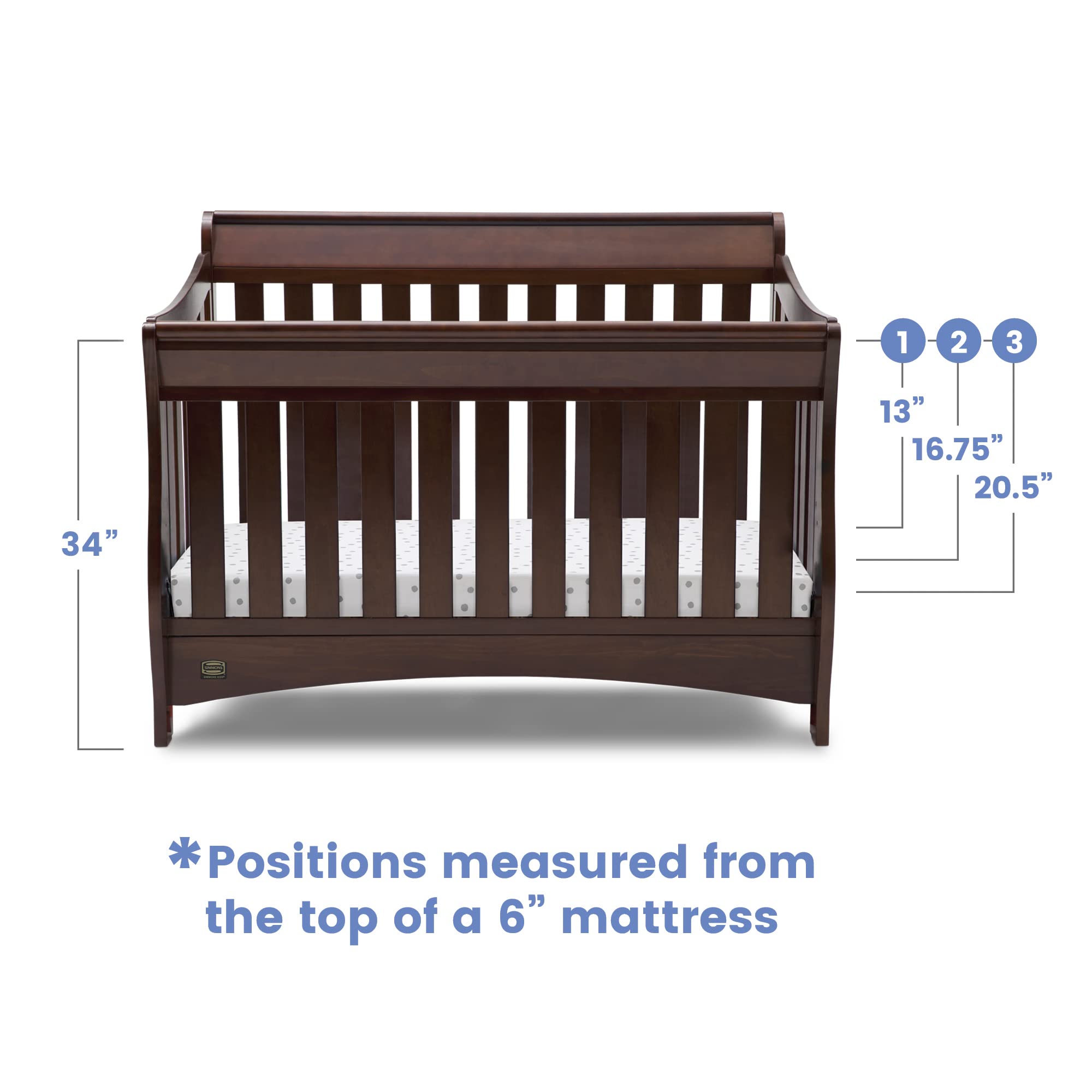 Delta Children Bentley S Series 4-in-1 Convertible Crib in Chocolate Finish with Serta Perfect Slumber Dual-Sided Crib Mattress - Nursery Furniture Set for Newborns to Toddlers | Safe Sleep Solution for Baby's Nursery or Daycare