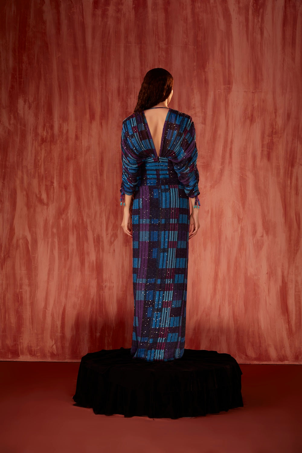 Stylish Blue Tile Print Dress with Side Slit - Perfect for Summer Outings, Beach Vacations & Casual Dates